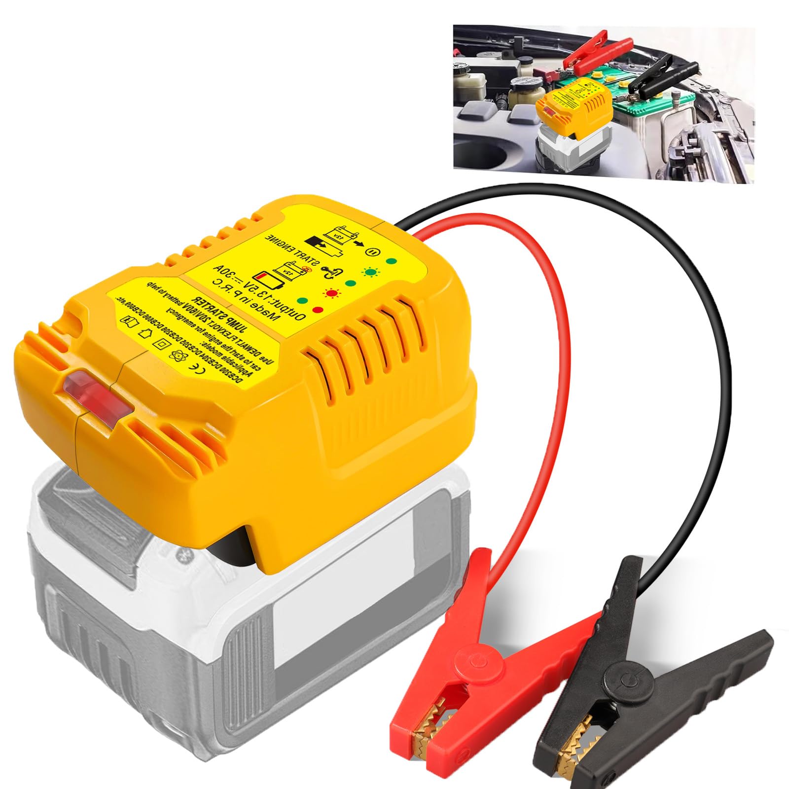 Car Jump Starters Adapter Compatible with DeWalt 20V MAX Batteries with 11AWG Jump kit Cable for use with Trucks, SUVs, Full-Siz