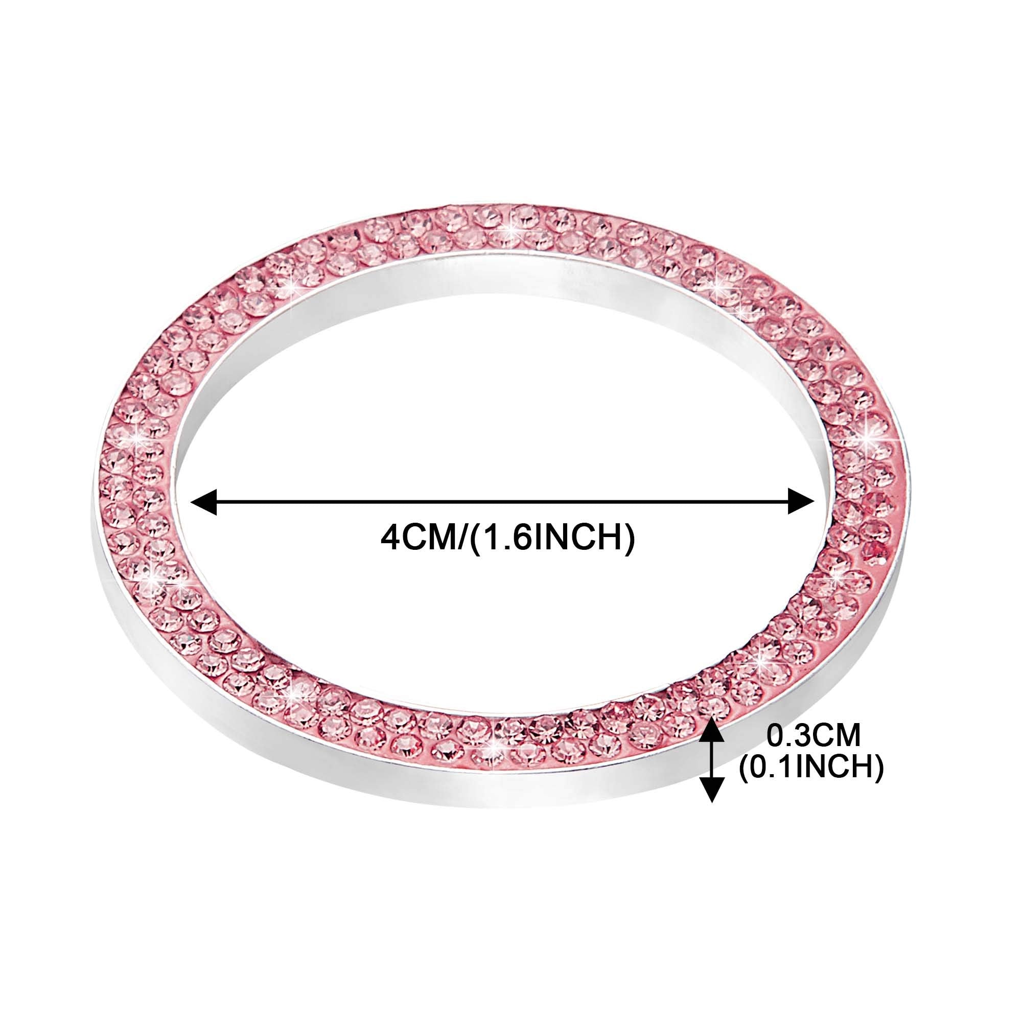 Winka Auto Key Ignition Button Key Knobs, Bling For Car Interior Decoration 2Pcs Pink