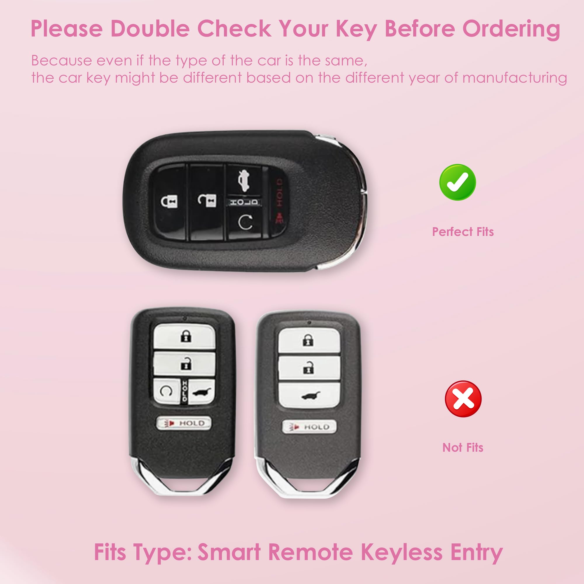 Meruns Compatiable with Honda key fob cover with Diamond Bling Keychain, Car Accessories Key holder Shell Full Protection for 20