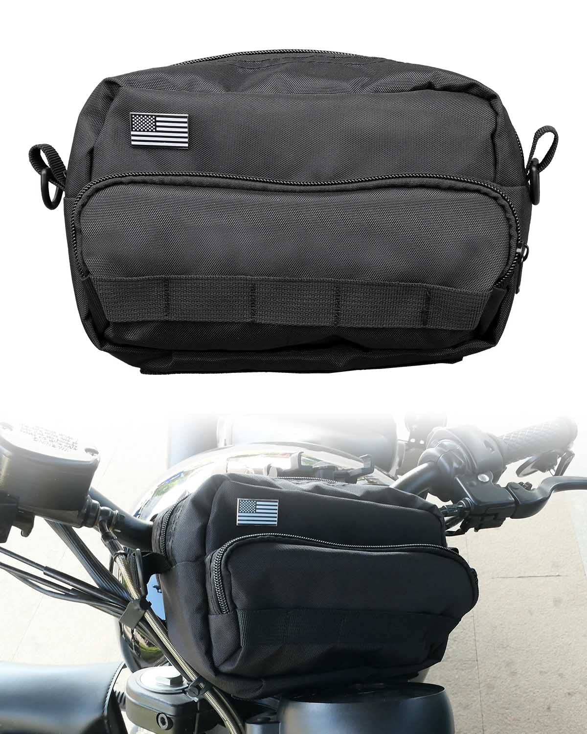 TIKSCIENCE Motorcycle Handlebar Bag Black Sissy Bar Bag Fit for Harley Bicycle Handlebar Bag Universal Fork Bag Fit for Cruiser 