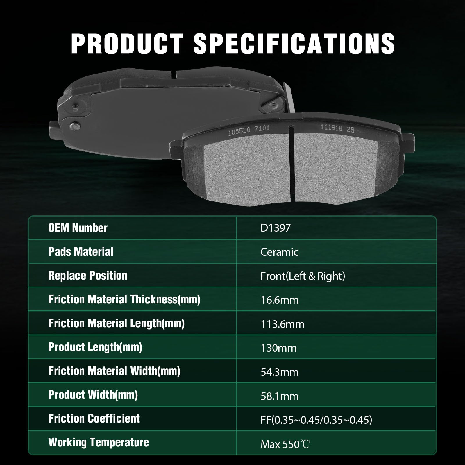 Automuto 4Pcs Front Ceramic Disc Brake Pads Set D1397 For Hyundai Elantra 2009-2012, For Kia Forte 2010-2013, For Kia Soul 2014-