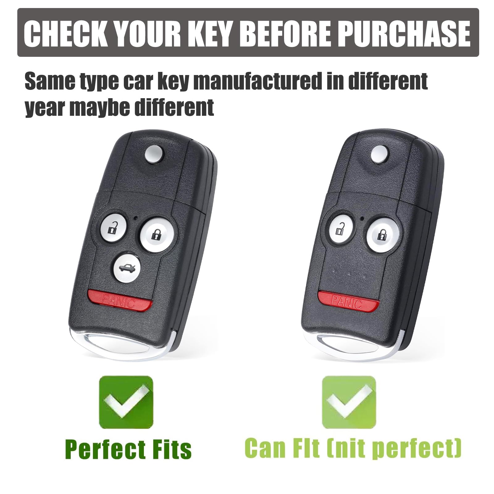 Gematay Acura Key Fob Cover - Compatible With Accord, Mdx, Rdx, Tl, Tsx, Zdx Smart Key Protector