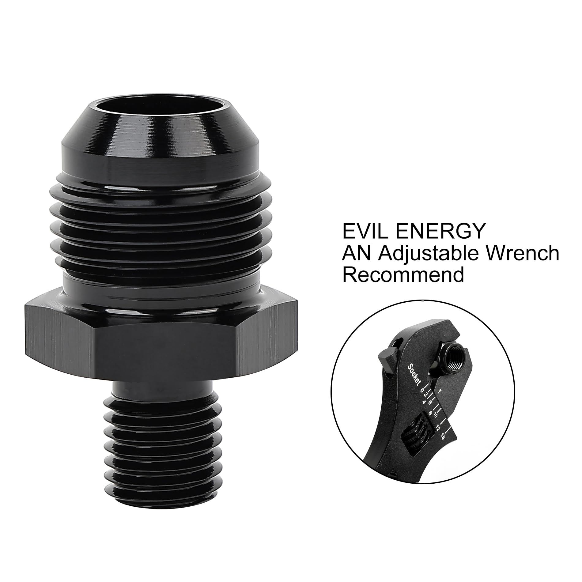 Evil Energy 10An Male Flare To M12 X 1.5Mm Male Metric Fitting Adapter Aluminium Alloy Black 2Pcs
