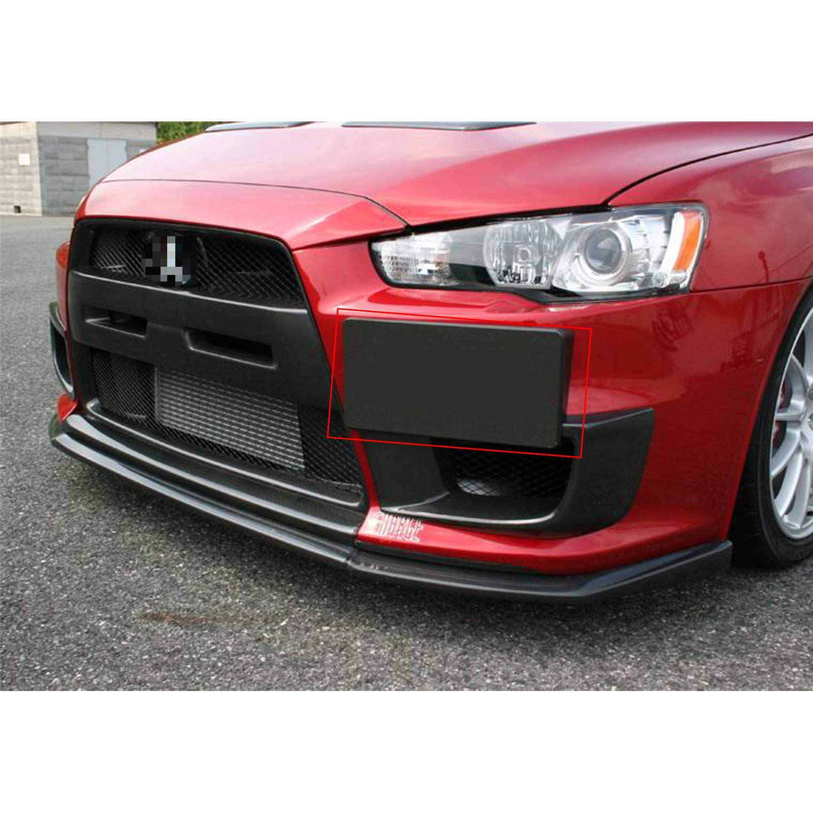 1 Set Front Tow Hook License Plate Bumper Mounting Bracket Fit Mitsubishi Lancer Evolution Evo X [Black]