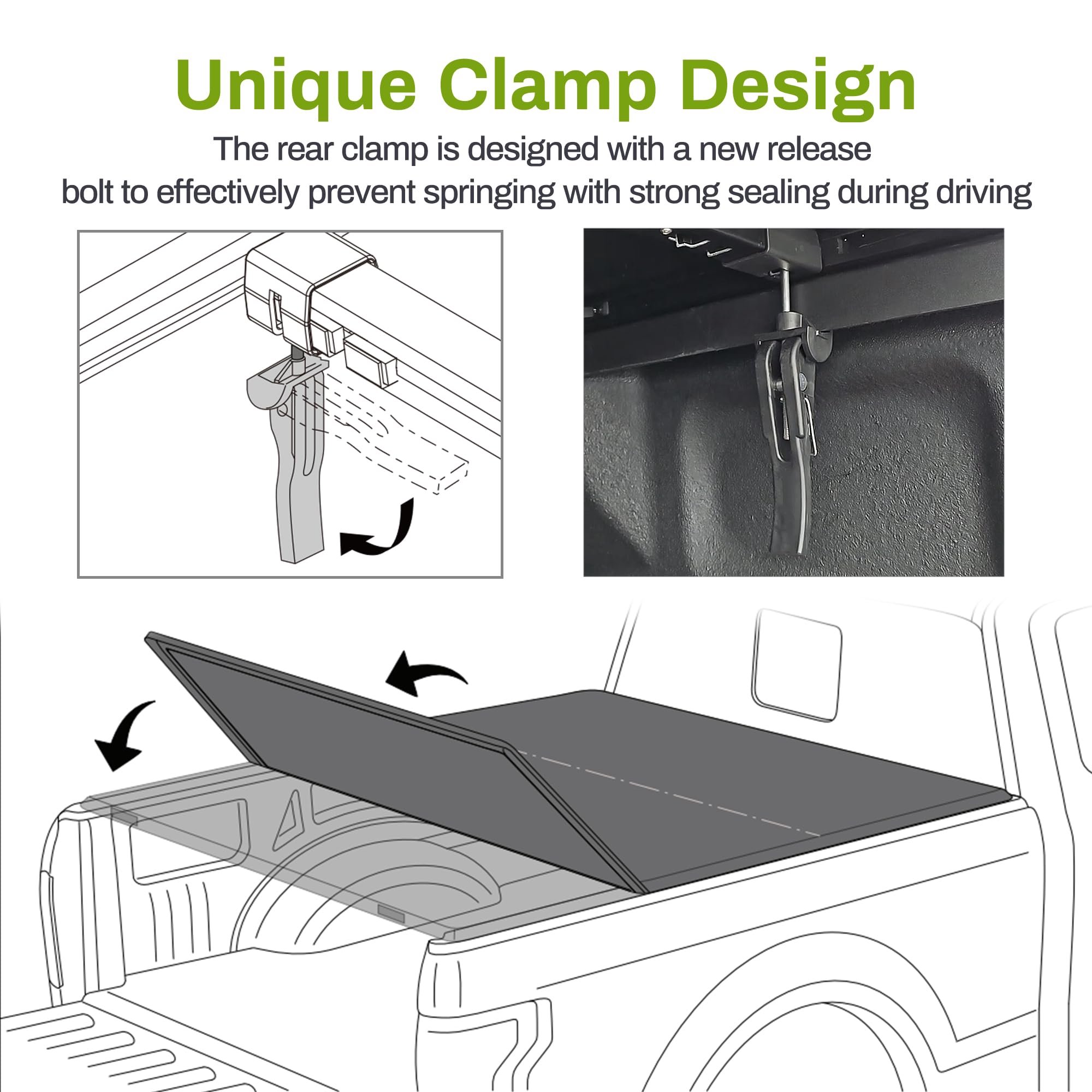 Autosaver88 Soft Tri-Fold Truck Bed Tonneau Cover Fits For Toyota Tacoma 2024 2025 5Ft Bed (Excl. Trail Edition)