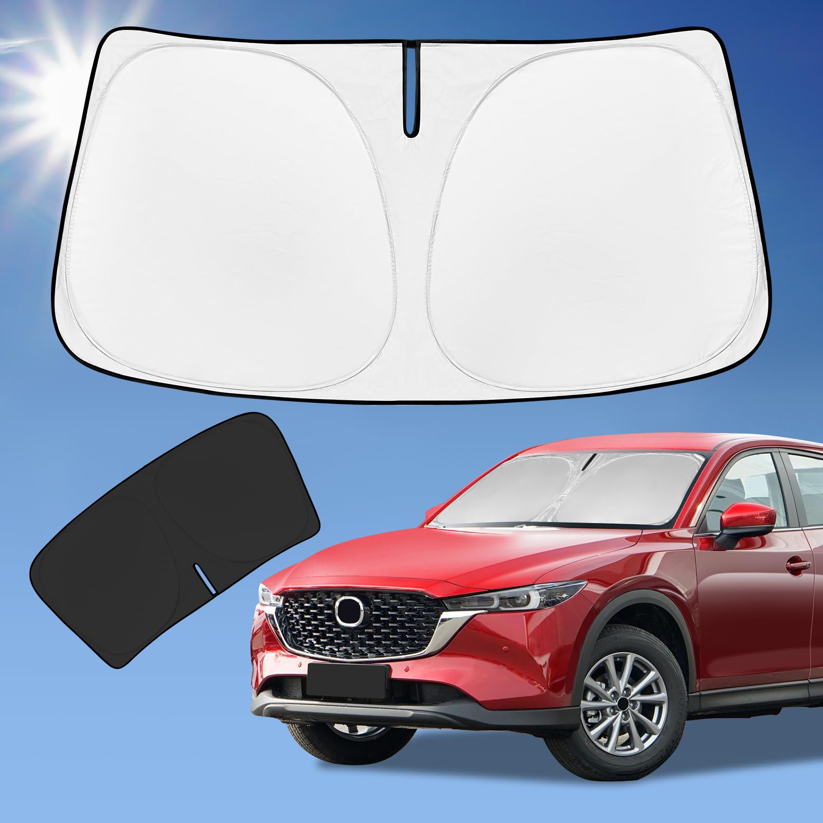 For Mazda Cx5 Cx-5 2017-2024 2025 Sun Shade Sunshade Windshield Cover, 4-Layer Front Window Shade Custom Fit Cx5 Sport, Touring,