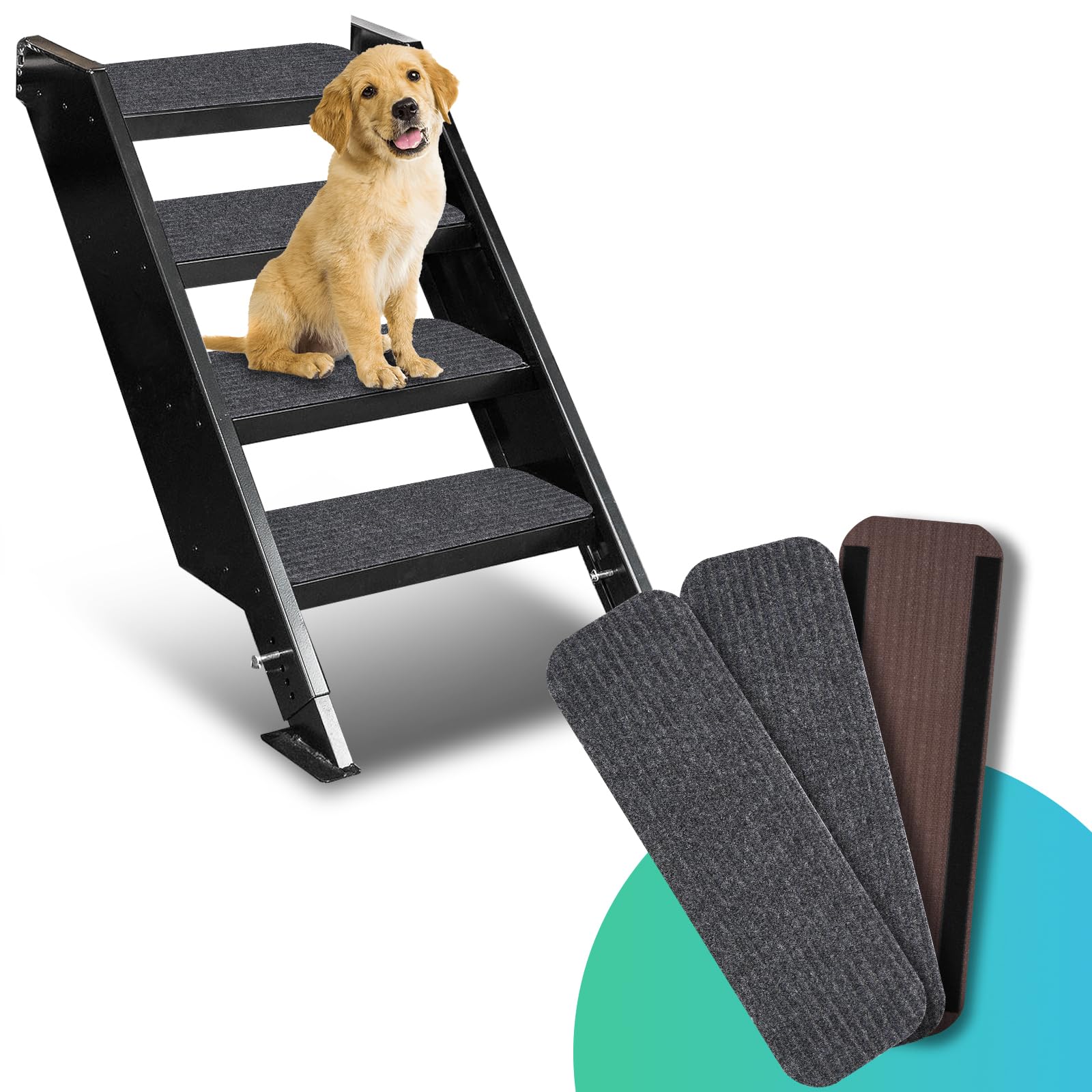 ESUDNT RV Step Covers Rug 3 Pack Stair Covers Carpets for Mobile Home, Camper, 24 inch Wide (24   *7.5   , Black)