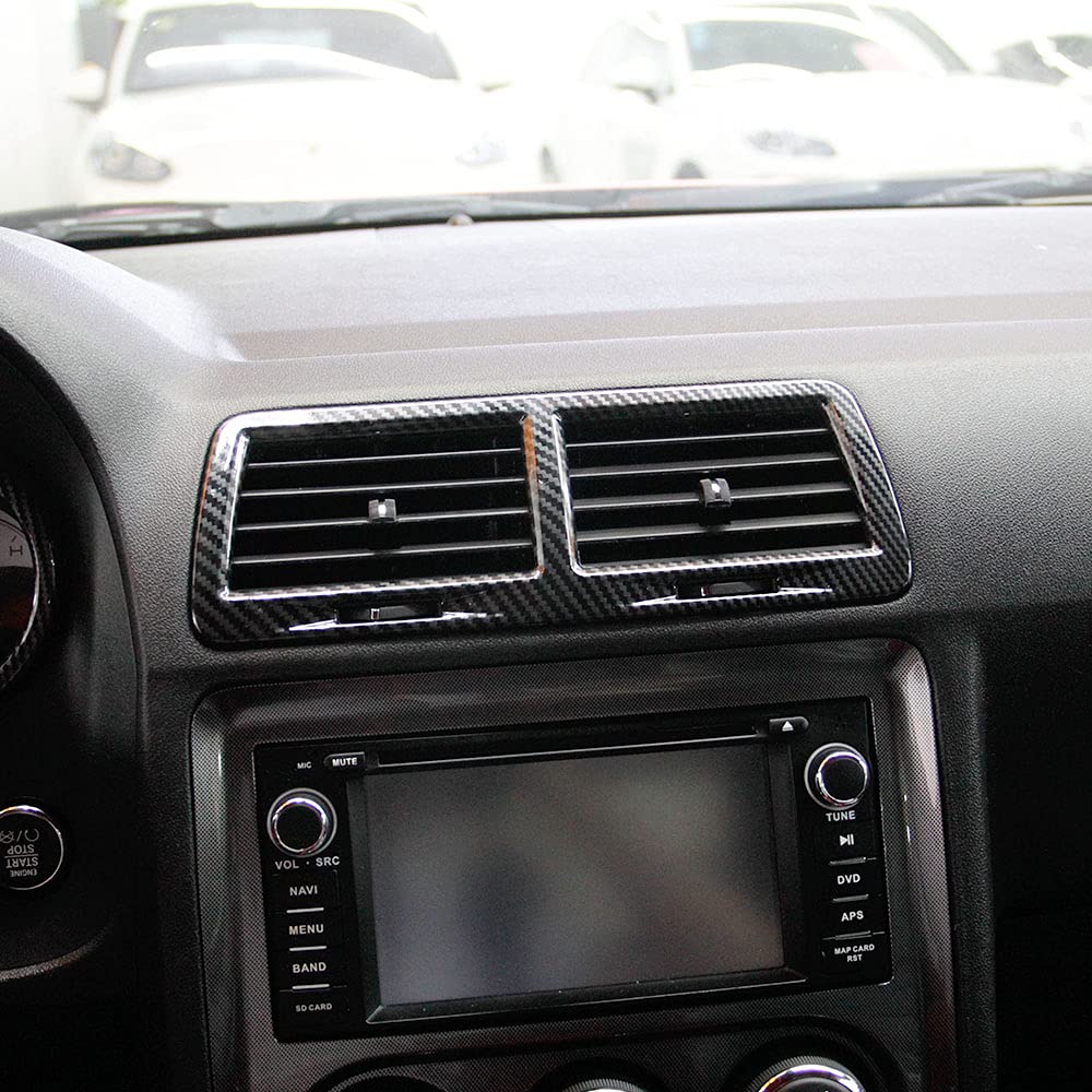 Korlot Carbon Fiber Air Vent Cover Ac Outlet Trim Kit For 2008-2014 Dodge Challenger