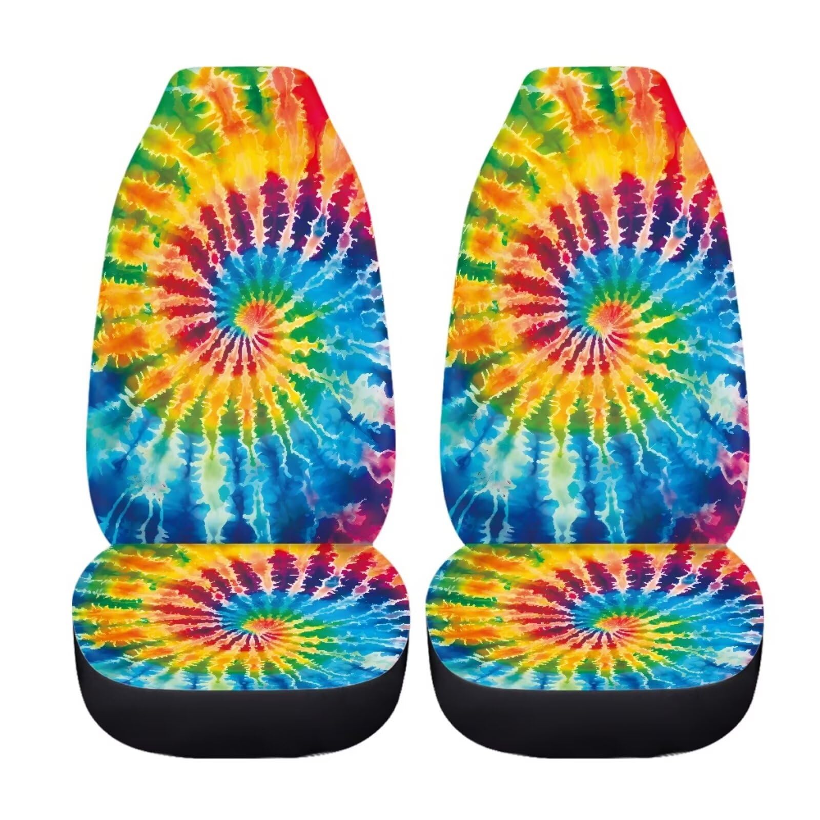 Bigcarjob Tie Dye Theme Car Interior Accessories Sets Hippie Tie Dye Car Seat Cover Set For Front Seat Only 2 Pieces Auto Seat A