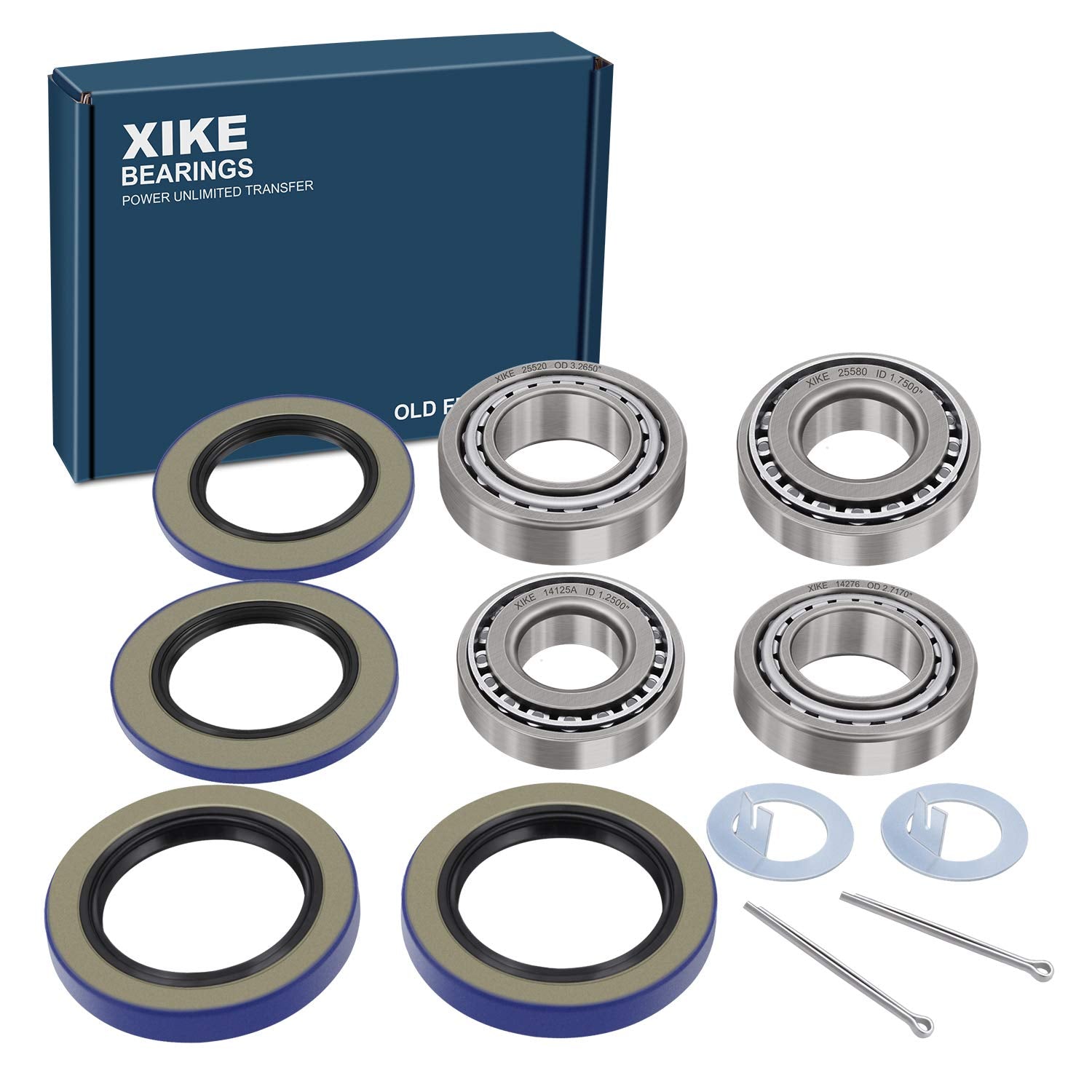 XiKe 2 Set Fits 6,000-7,000 lb Axles Trailer Wheel Hub Kit, Include 25580/25520 & 14125A/14276 Bearings, 21333TB, 22333TB /10-10