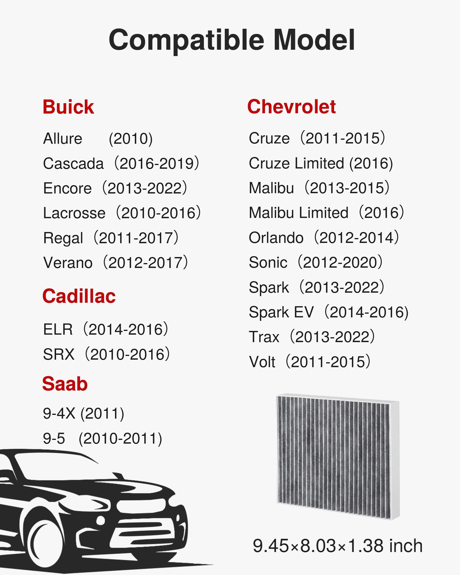 Puroma Cabin Air Filter With Activated Carbon, Replacement For Cf10775, Buick Allure, Cascada, Encore, Lacrosse, Regal, Verano,