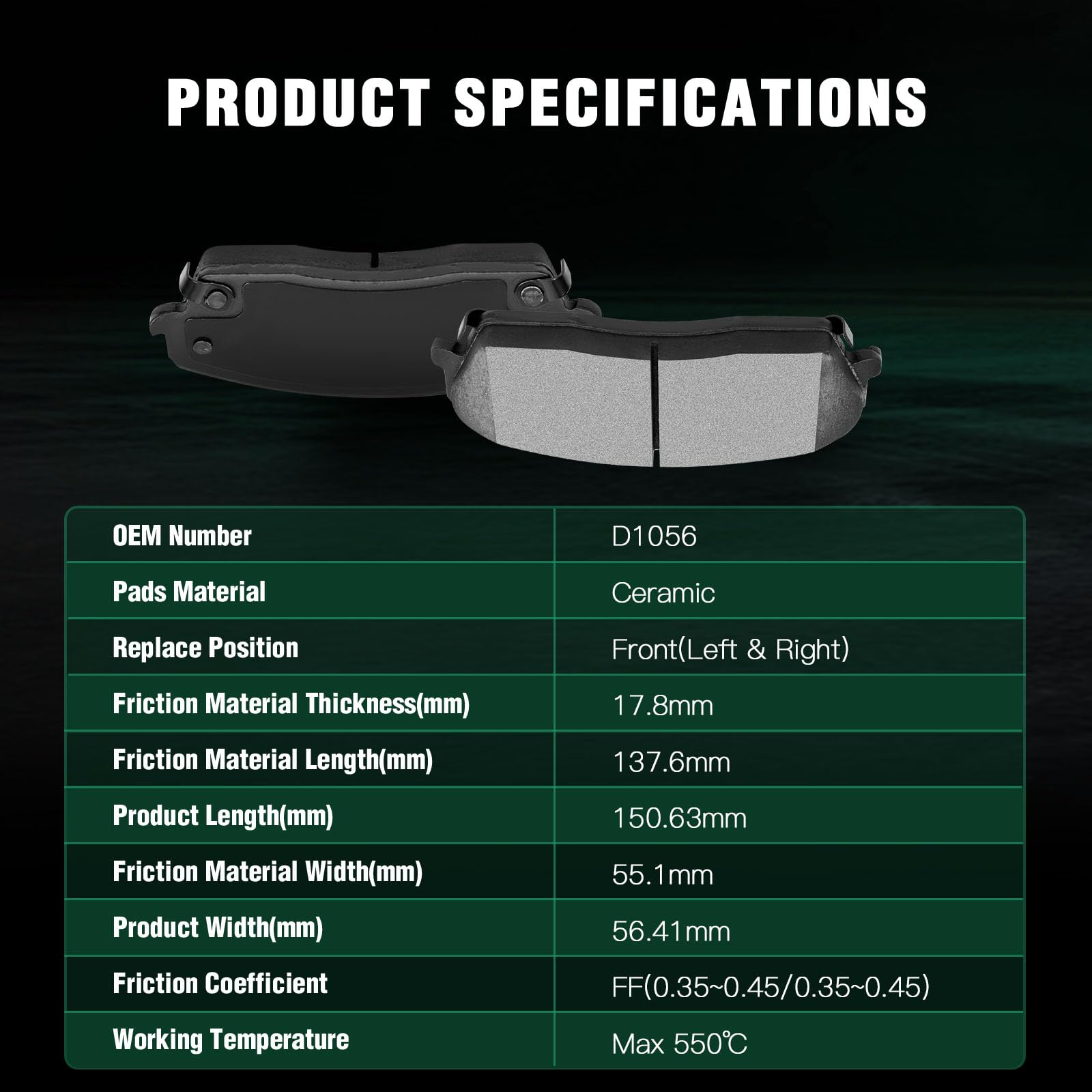 Automuto 8Pcs Front & Rear Ceramic Disc Brake Pads Set D1057 D1056 For Dodge Charger 2006-2013,For Dodge Magnum 2005-2008