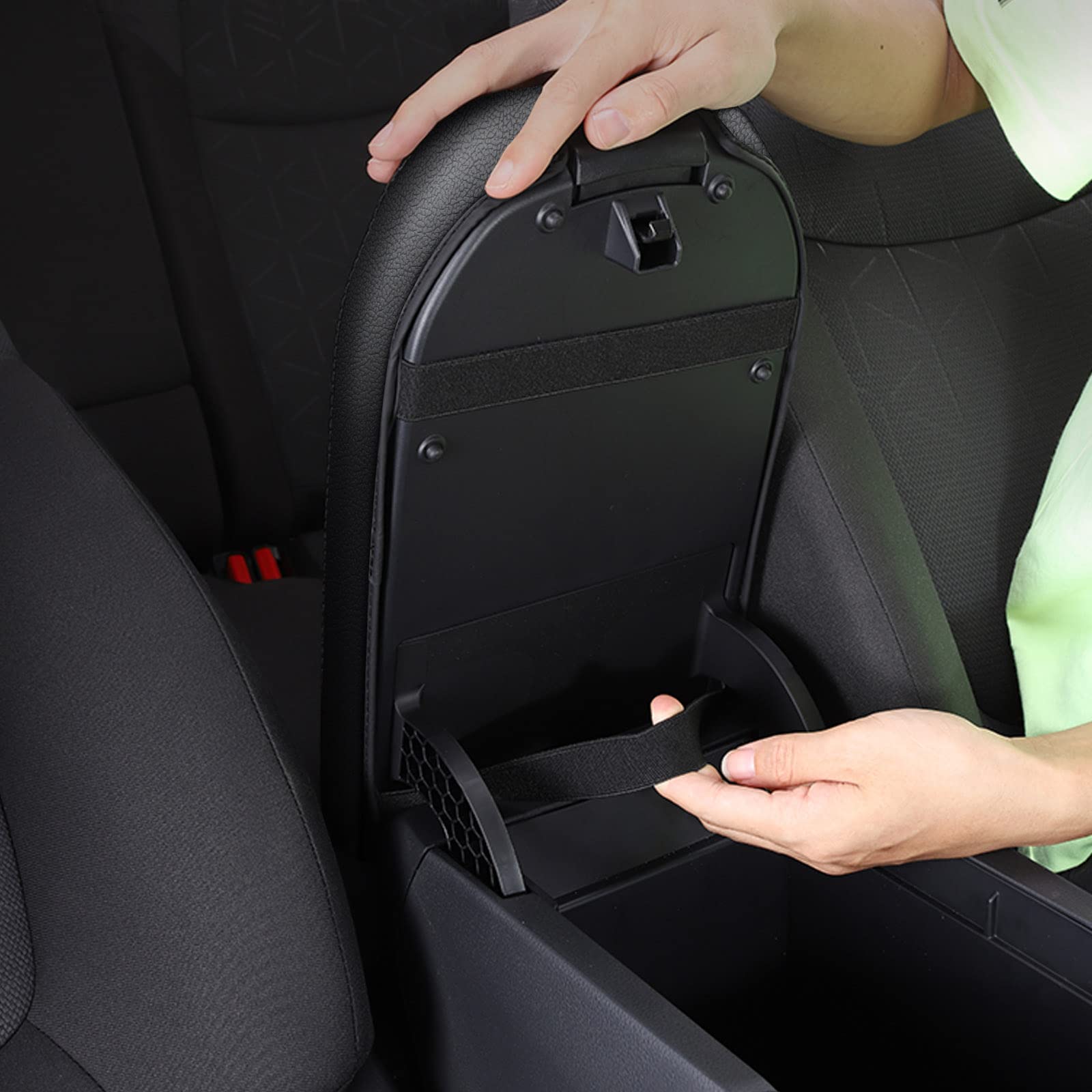 AOMSAZTO Black Leather Console Armrest Cover for Toyota RAV4 2019-2025 - Durable, Stylish Protection for Your Vehicle's Interior