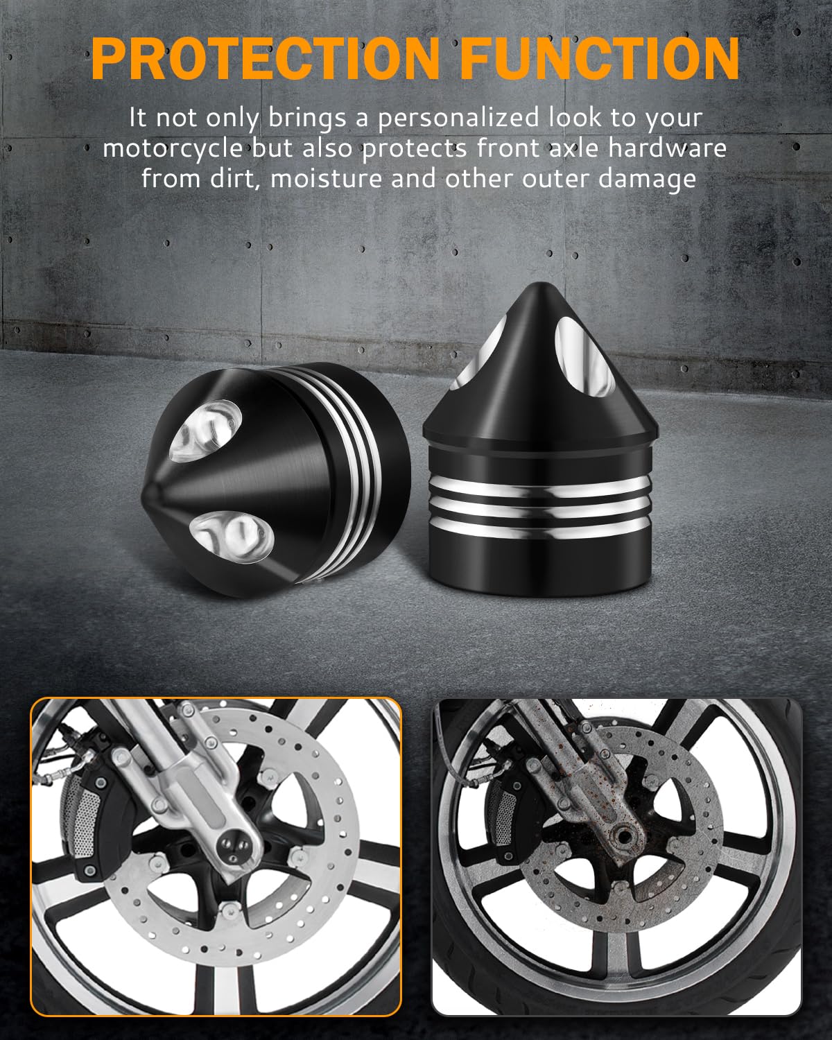 Pbymt Black Front Axle Nut Covers Caps Compatible For Harley Davidson Dyna Softail Touring Road King Electra Street Glide 2008-2023