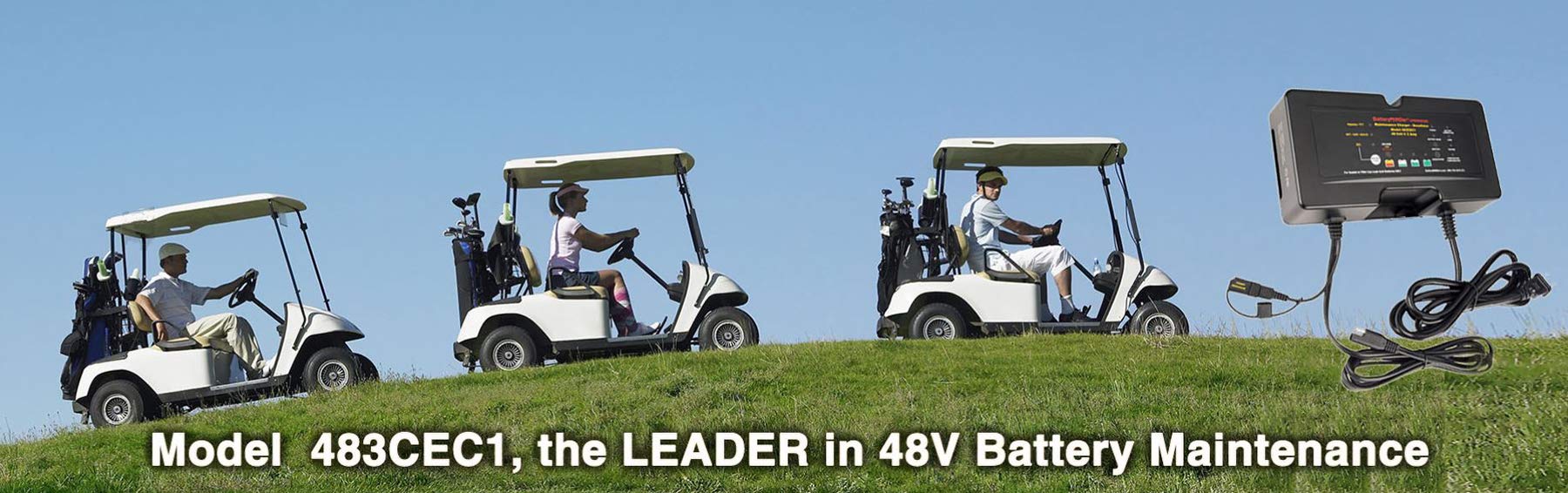 BatteryMINDer 483CEC1 48V 3 AMP Charger/Maintainer/Desulfator for Golf Carts, Forklifts & Scissor Lifts - Black