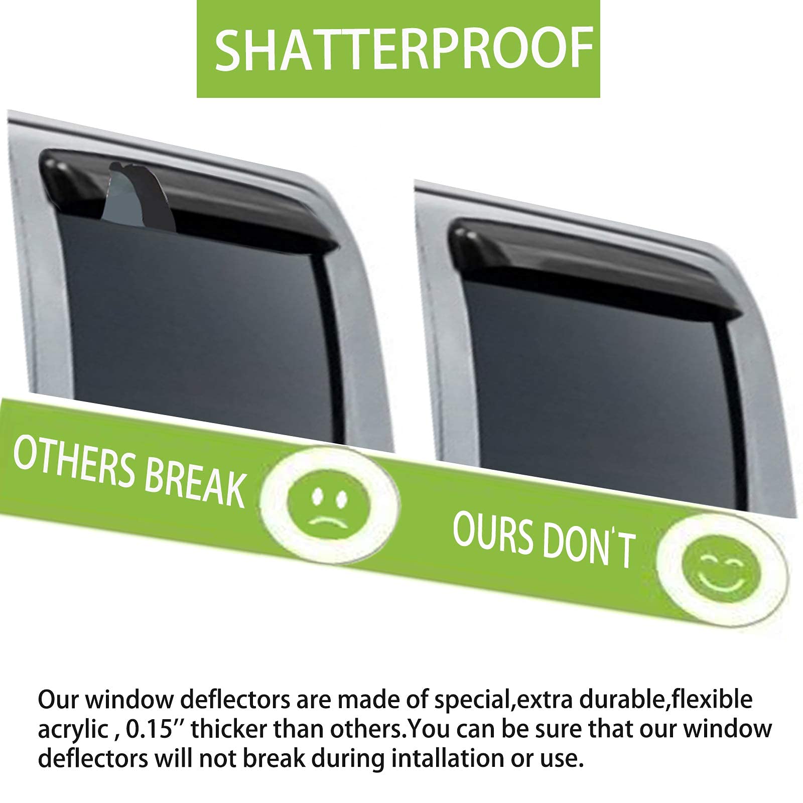 Window Deflectors Rain Guards Visors For 2007-2014 Chevy Silverado/Gmc Sierra 1500/2500Hd/3500Hd Extended Cab, Side Window Defle