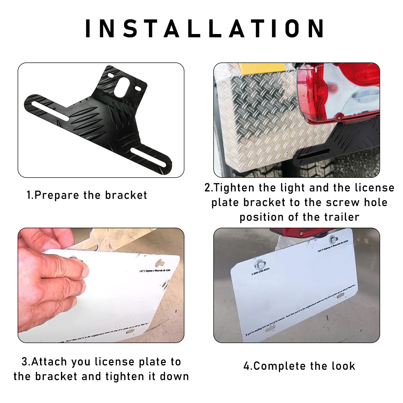 Kewucn Car Aluminum License Plate Light Bracket, Auto License Plate Holder Bracket And Light Mount, Universal Vehicle Exterior A