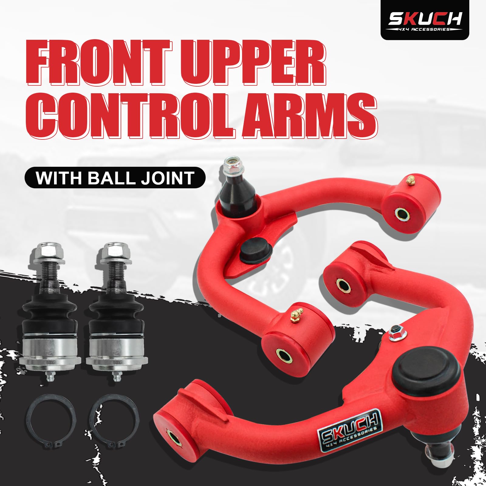 Front Upper Control Arms for Nissan Frontier 2005-2021, Pathfinder 2004-2018, Xterra 2005-2015, 1-3'' Lift Polyurethane Bushing