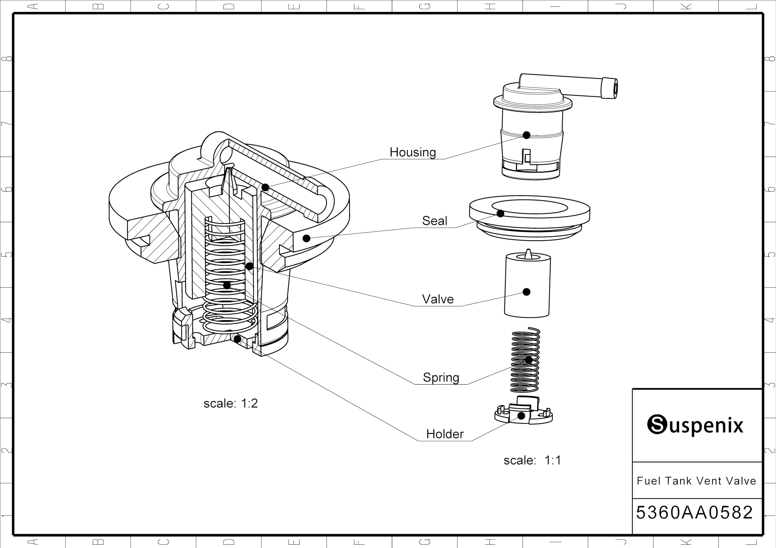 Suspenix Fuel Tank Vent With Grommet Seal Compatible With Ford 1980-1996 F150 F250, 1980-1997 F350 Thunderbird (Pack Of 1)