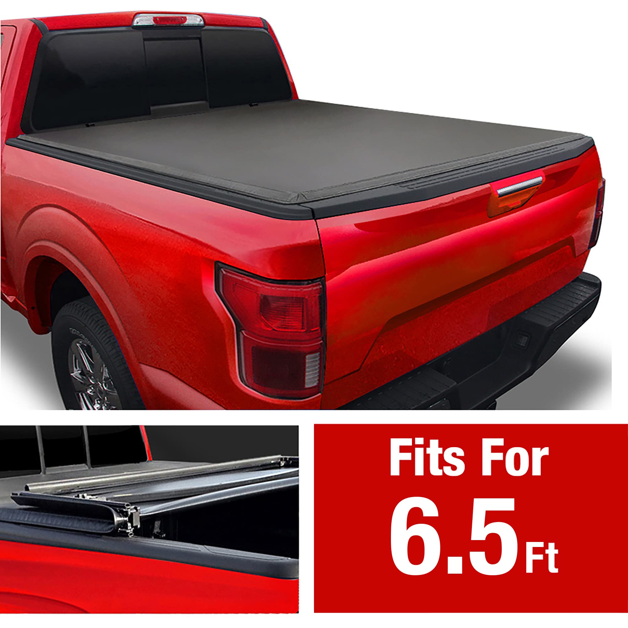 Maxmate Soft Quad-Fold Truck Bed Tonneau Cover Compatible With 2015-2025 Ford F-150 | 6.5' (79'') Bed | Tcf484042