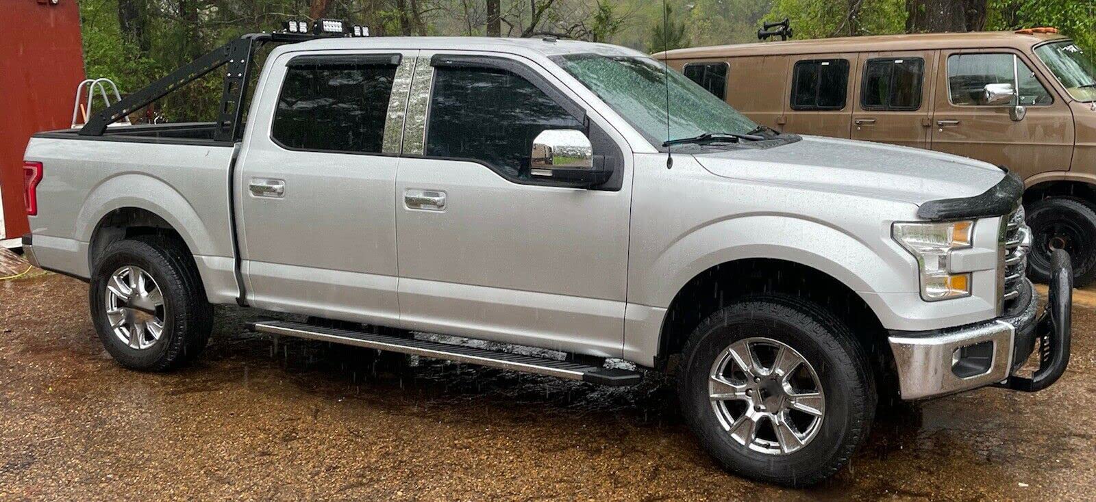 ECOTRIC Top Half Side Mirror Covers Compatible with 2015-2020 Ford F150 F-150 Driver/Passenger Side Chrome (2 pcs Mirror Cover Replacement)