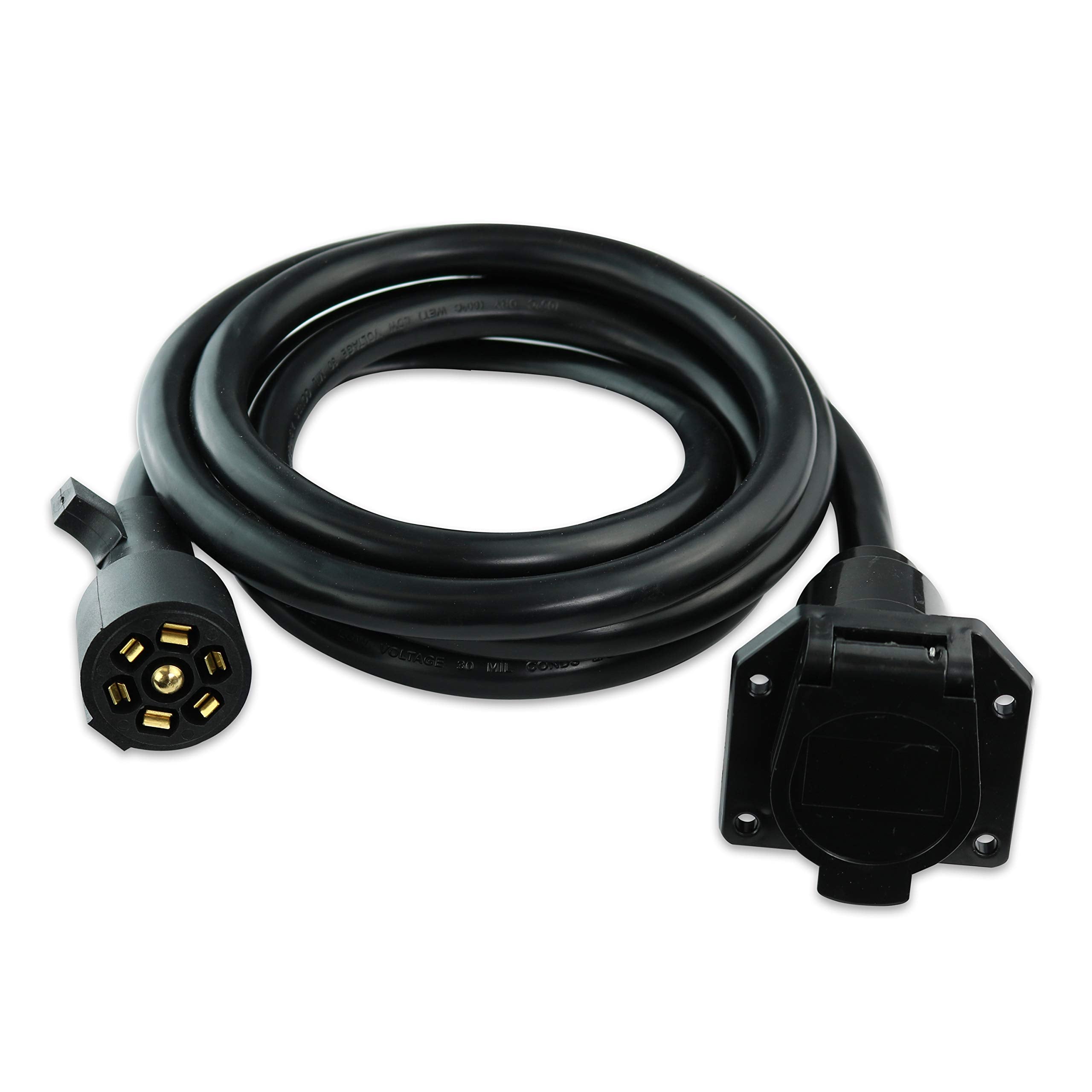 Leisure Cords 7-Way Trailer Extension Cord Wire 8 Ft - 7 Pin Connector Plug for RV Trailer, Caravan, 5th Wheel to Truck or Van -