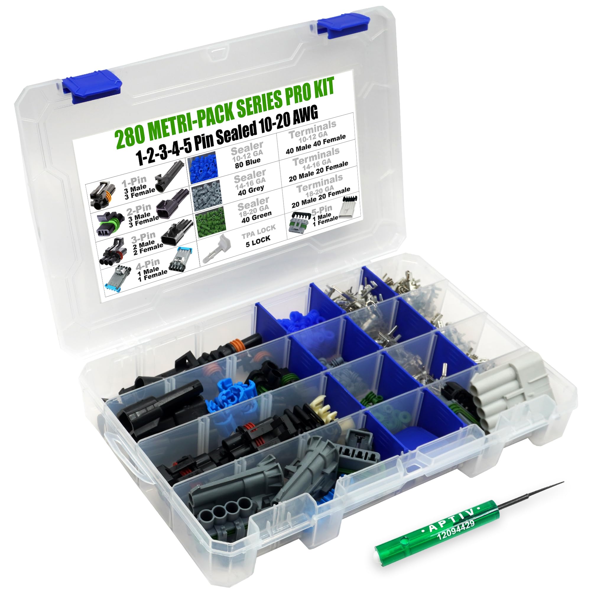 360Pcs Metri-Pack 280 Series (1 To 5 Pin Set Box) 30 Amp Conductor Connector, Terminal, Sealed Weatherproof Automotive Electrica