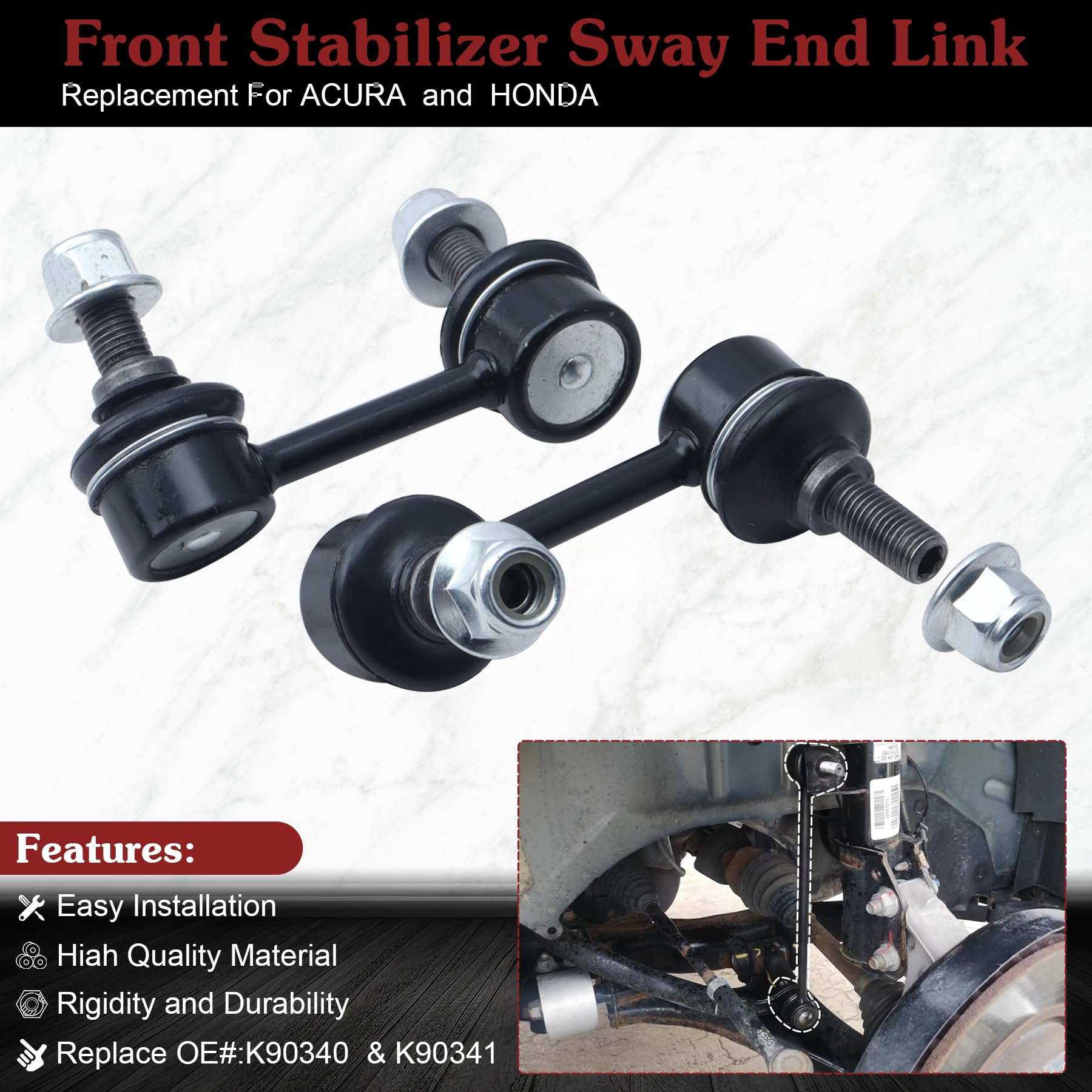 Stiueoav K90340 K90341 Sway Bar Link - Front Stabilizer End Link Compatible With 1998-2002 Accord?1999-2003 Tl?2001-2003 Cl