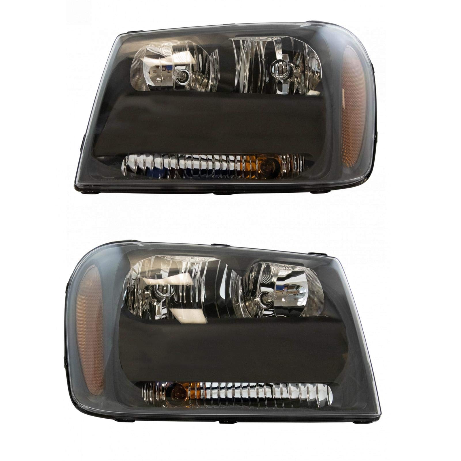 Trq Driver & Passenger Side Headlight Assembly Set Headlights Driver & Passenger Side Compatible With 2006-2009 Chevrolet Trailb