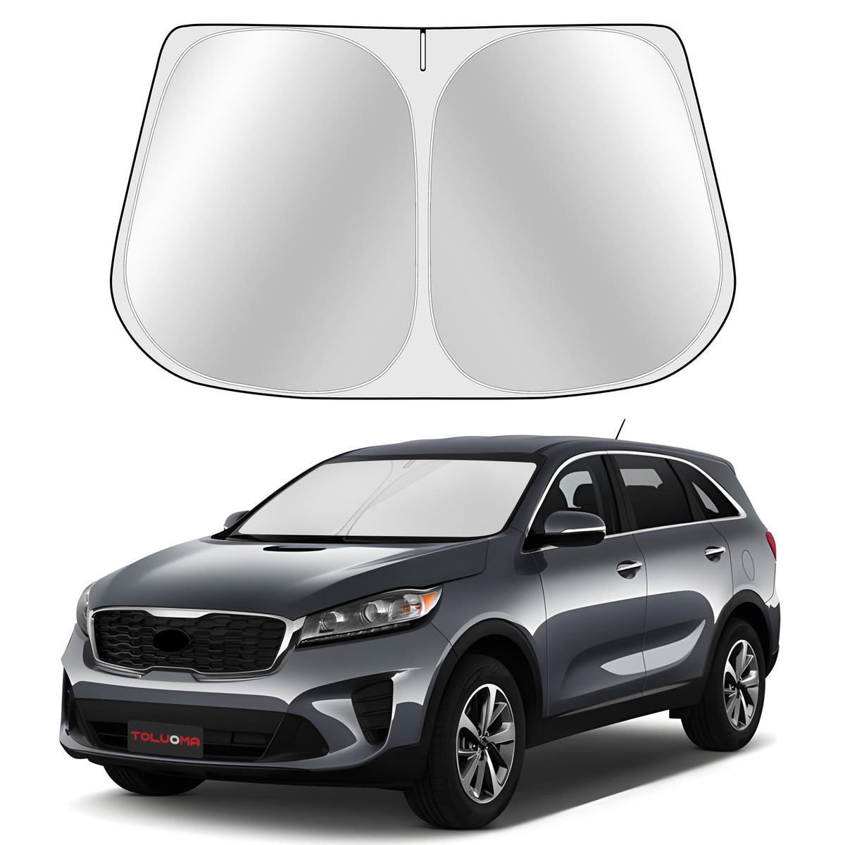 Toluoma Custom Fit Windshield Sun Shade For Kia Sorento 2016-2020 - Full Coverage, 210T Reflective Fabric, Double-Layer Design -