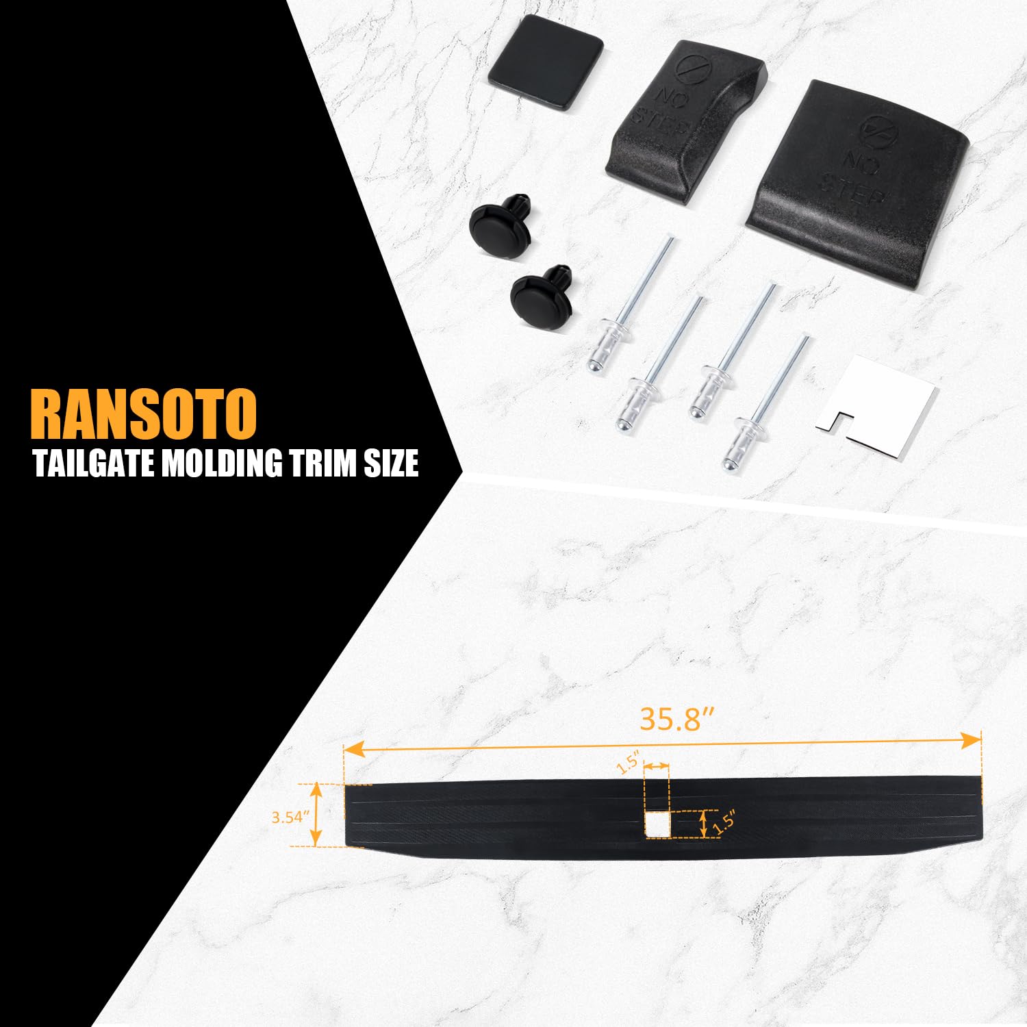 RANSOTO Tailgate Molding Trim Compatible with 2017 2018 2019 2020 2021 2022 Ford F250 F-250 F350 F-350 F450 F-450 Super Duty Fle