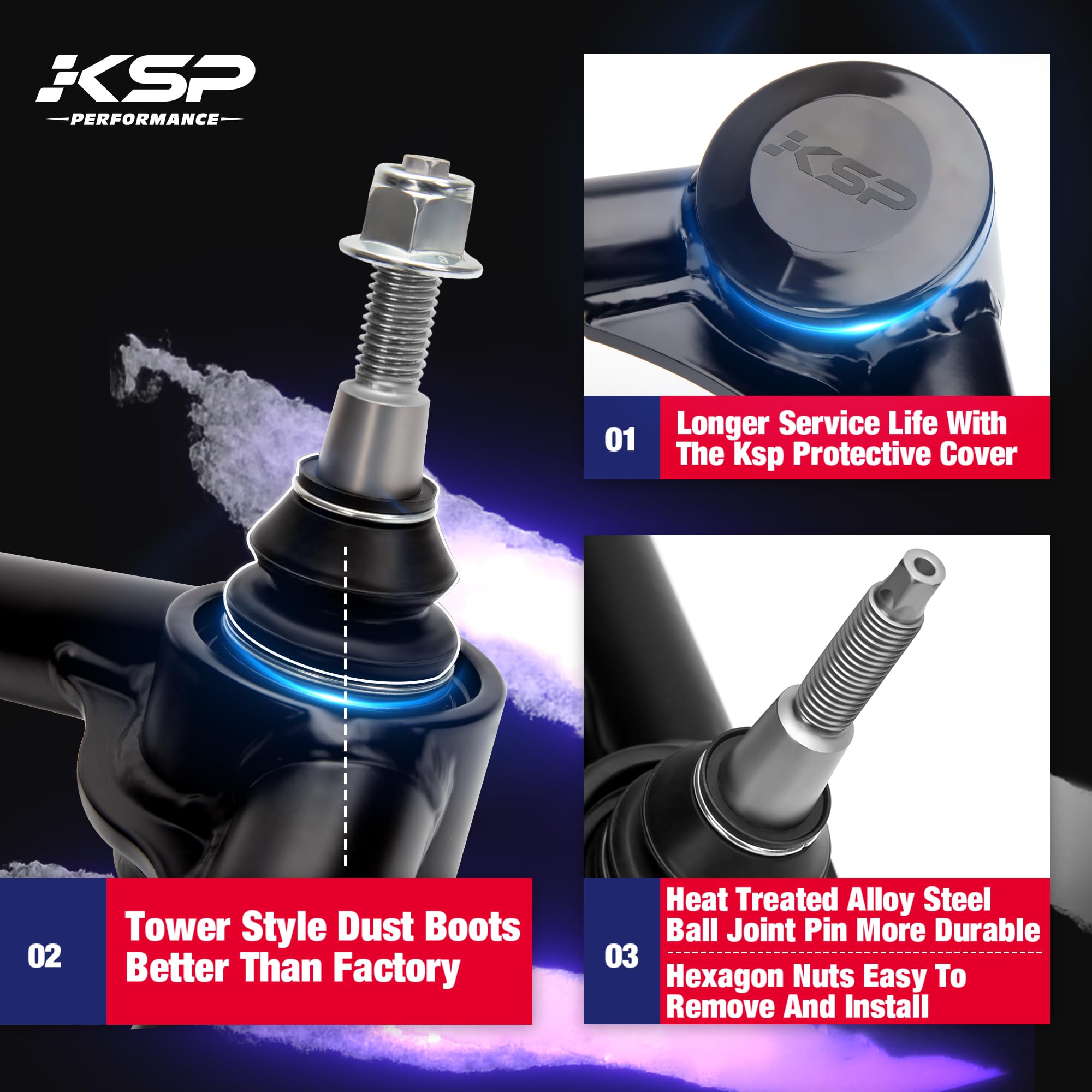 Ksp Front Upper Control Arms For 19-24 Chevy Silverado Gmc Sierra 1500, 2-4 '' Front Uca With Ball Joints For 2019+ Silverado Si