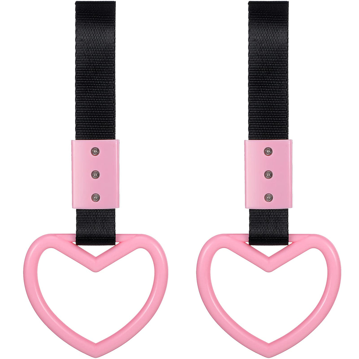 BBTO 2 Pieces Heart shaped Car Handle Straps Drift Charm Rear Bumper Warning Ring Decor Subway Bus Broken Heart Handle for Car I