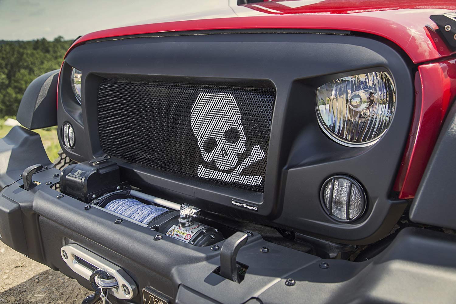 Realtruck Rugged Ridge | Spartan Grille Insert, Skull | 12034.23 | Fits 2007-2018 Jeep Wrangler Jk