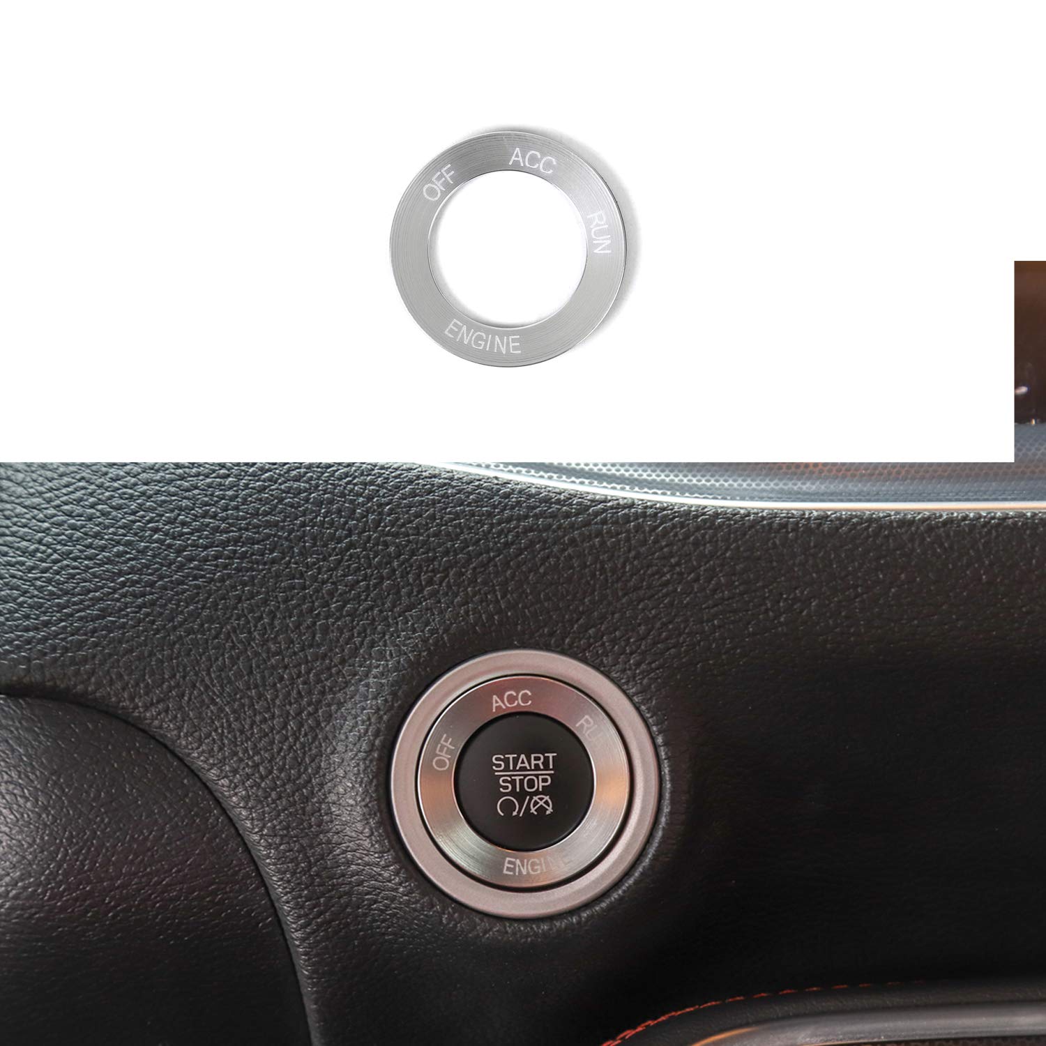 Keptrim For Challenger Charger Engine Start Stop Trim For 2010-2021 Dodge Challenger Charger, Silver Aluminum Alloy 1Pc