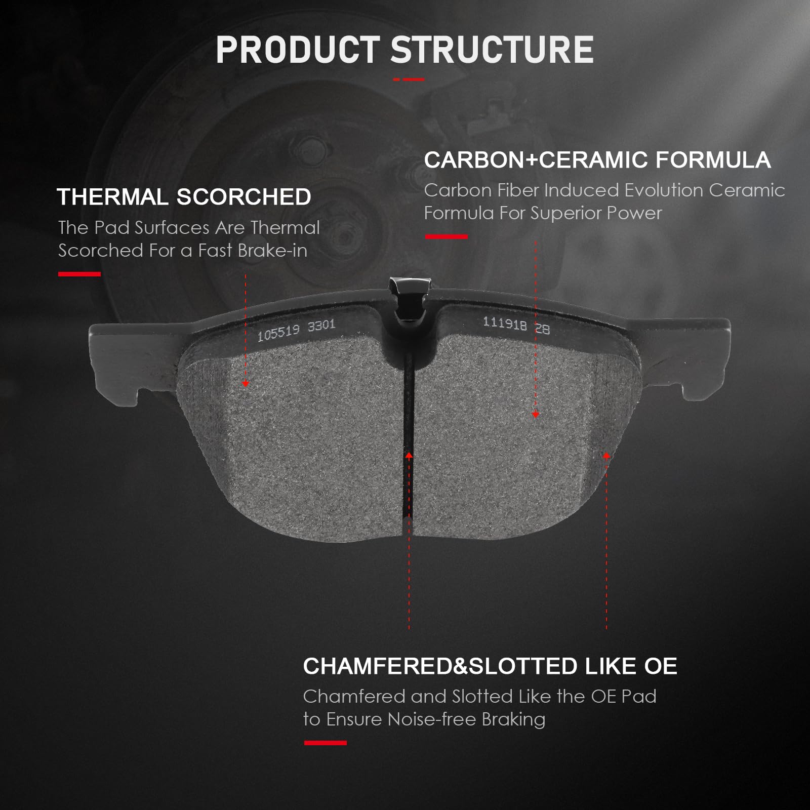 Cciyu D1294 D1042 Front & Rear Professional Ceramic Brake Pads Set Fit For 2007-2017 For Bmw X5,2010-2017 For Bmw X6