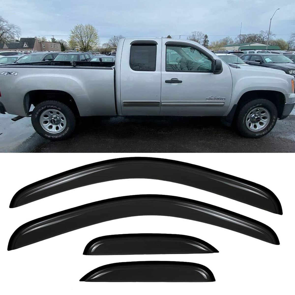 Window Deflectors Rain Guards Visors For 2007-2014 Chevy Silverado/Gmc Sierra 1500/2500Hd/3500Hd Extended Cab, Side Window Defle