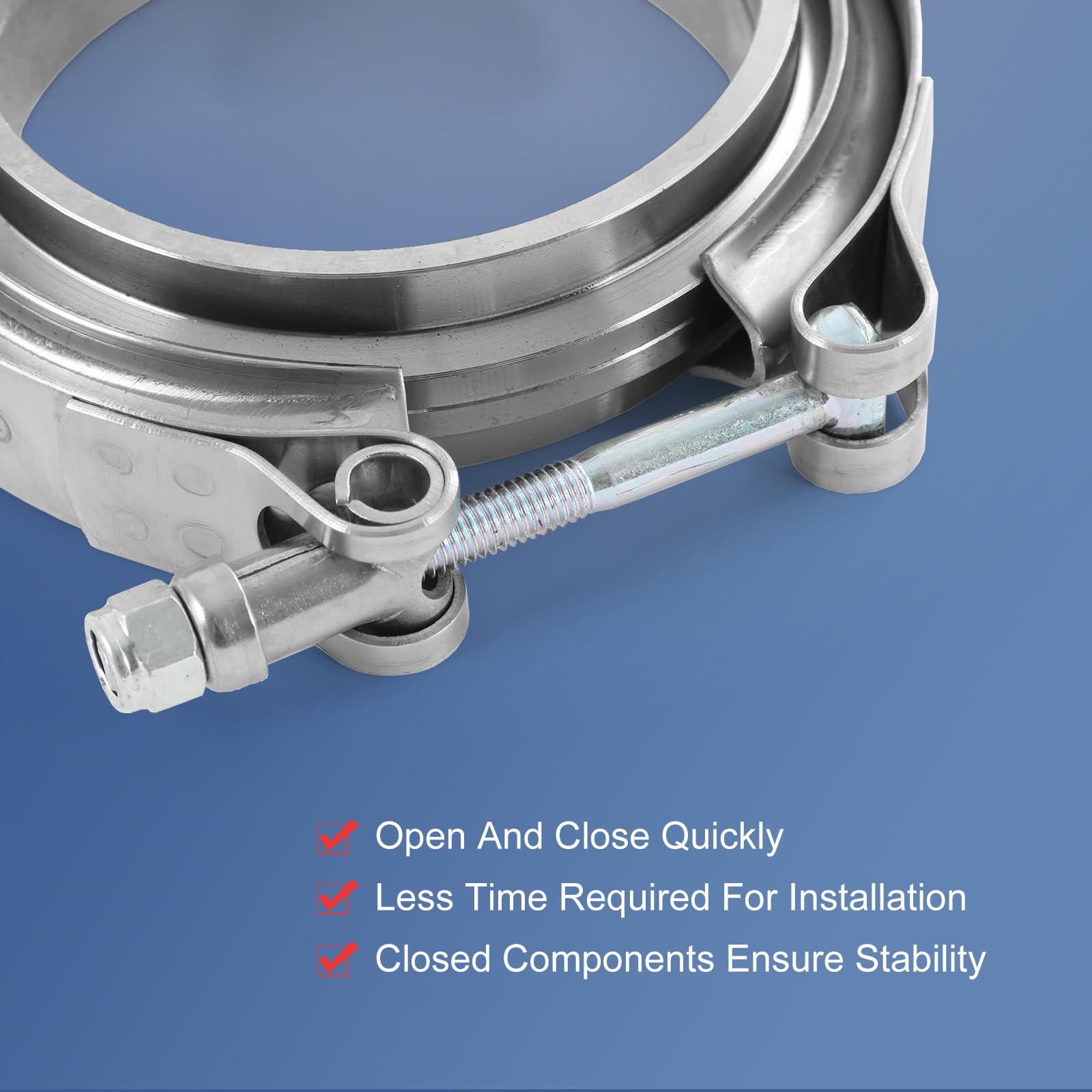 3.5'' V Band Clamp with Flange Stainless Steel Male Female Replacement For Turbo Exhaust Downpipes 3.5 Inch V-Band Clamp