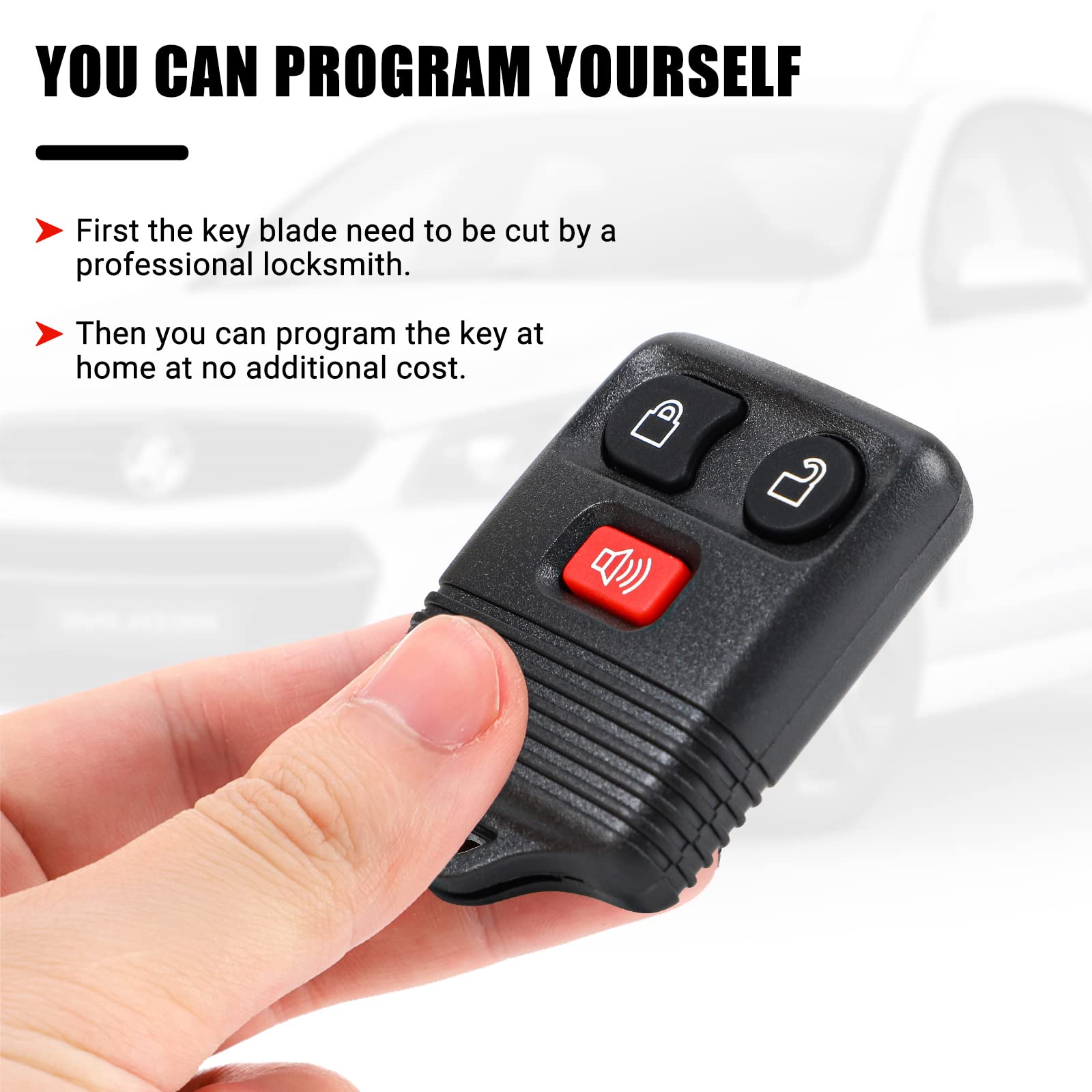 big-autoparts 2 Replacement Keyless Entry Remote Key Fob Clicker Transmitter for Ford 1998-2016 F-150 F-250 F-350, Mazda, Mercury, Lincoln - 3 Button,black