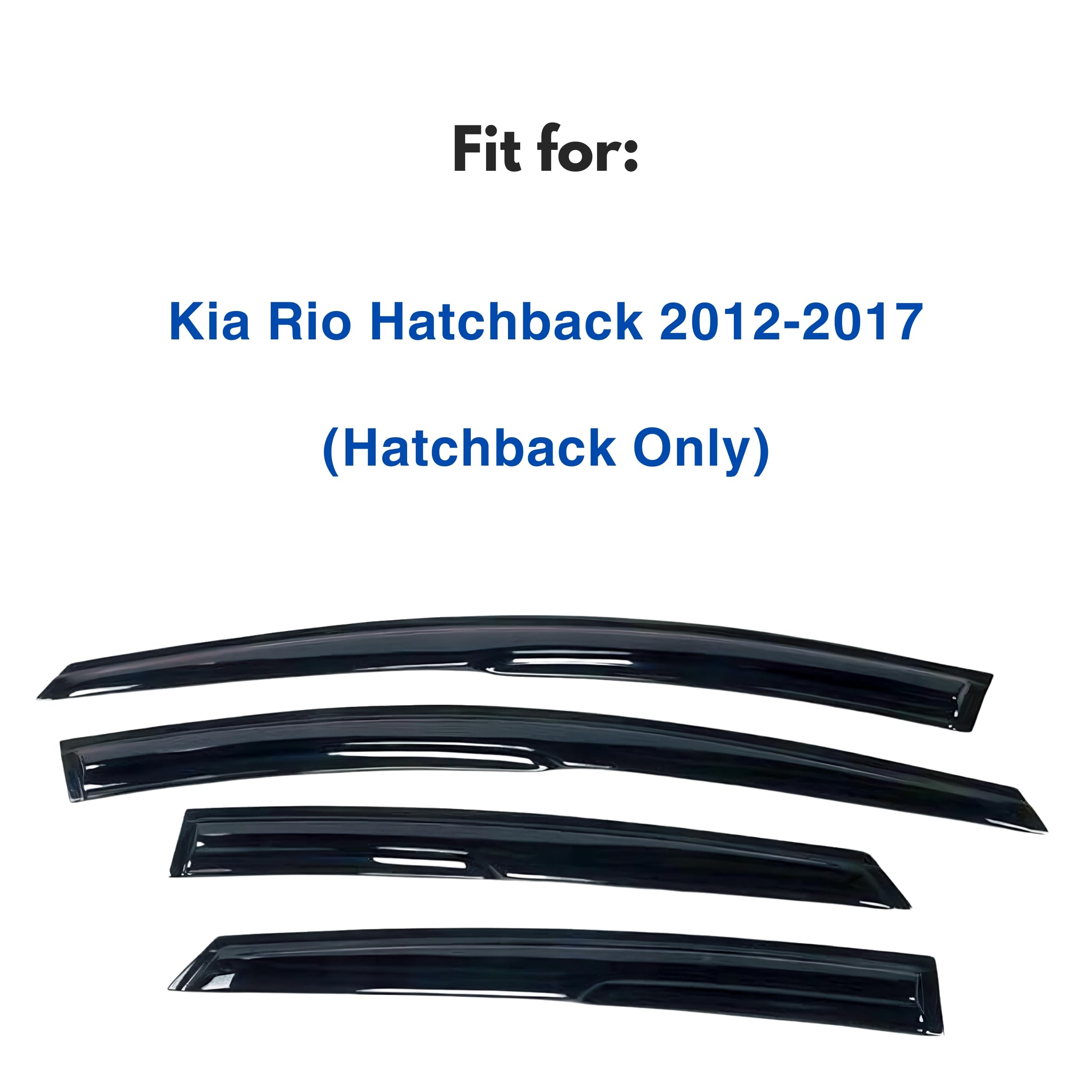 Ig Window Visor For Kia Rio Hatchback 2012-2017, Rain Guard Tape-On Extra Durable Sun Wind Side Vent Window Deflector Mugen Styl