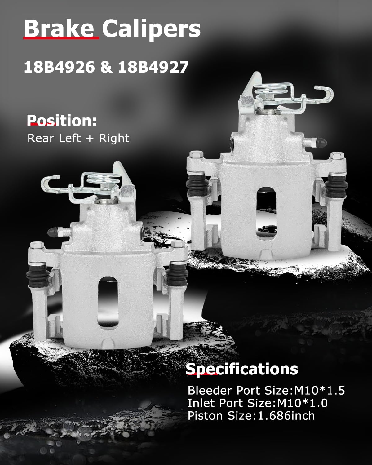 cciyu 18B4926 18B4927 Rear Left & Right Brake Calipers With Bracket For Ford For Mustang 2005-2014