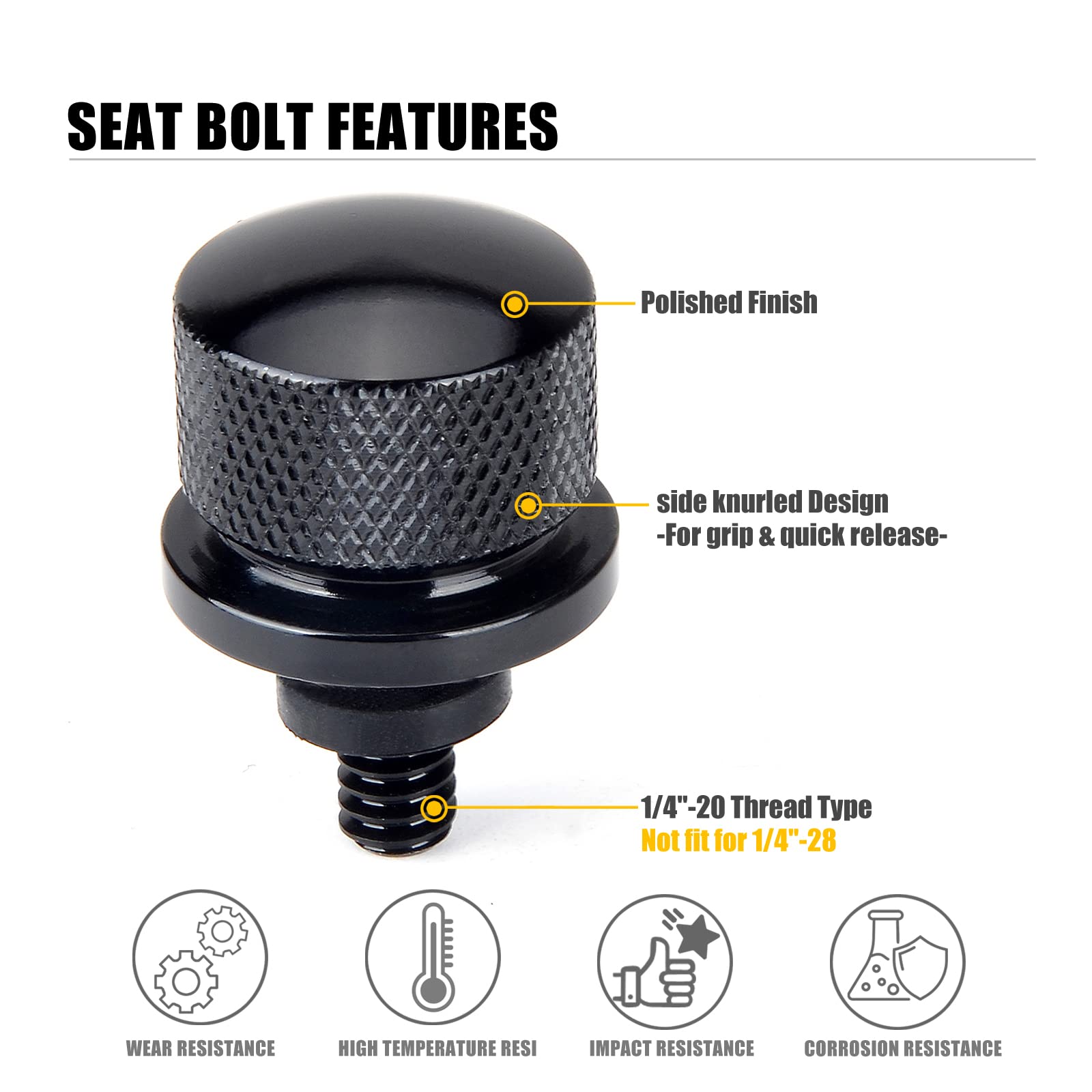 Hutexico Street Glide Sportster Seat Bolt For Harley, Motorcycle Rear Fender Knurled Screw For Dyna Sportster Softail Road Glide Street Touring King Cvo Electra Iron 883 Bob 1996-2023