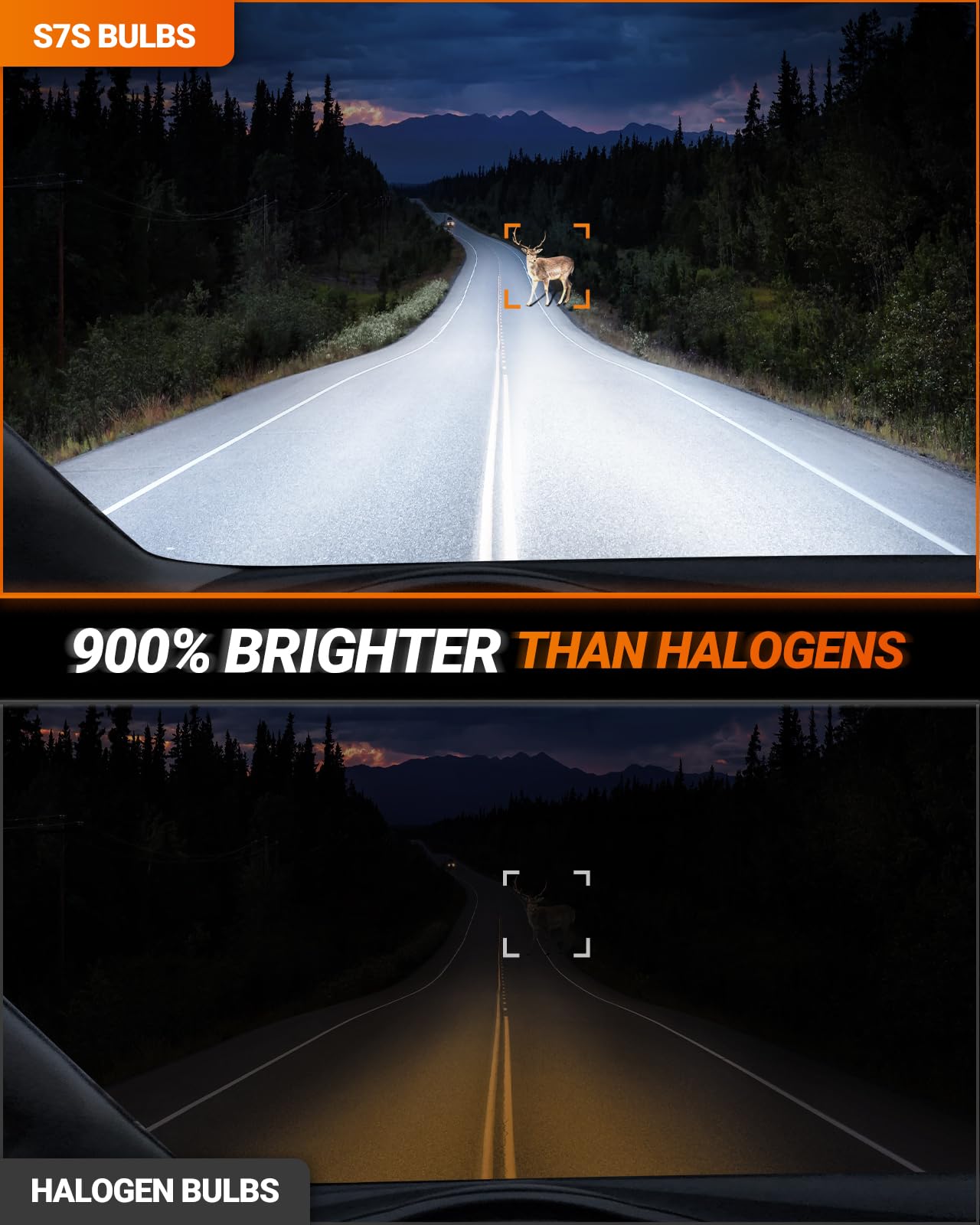 Sealight 9007/Hb5 Fog Lamps 60000Lm 70W Wireless For Atvs & Powersports, 2025 Version 99% Compatibility, 9  Brightness S7S Serie