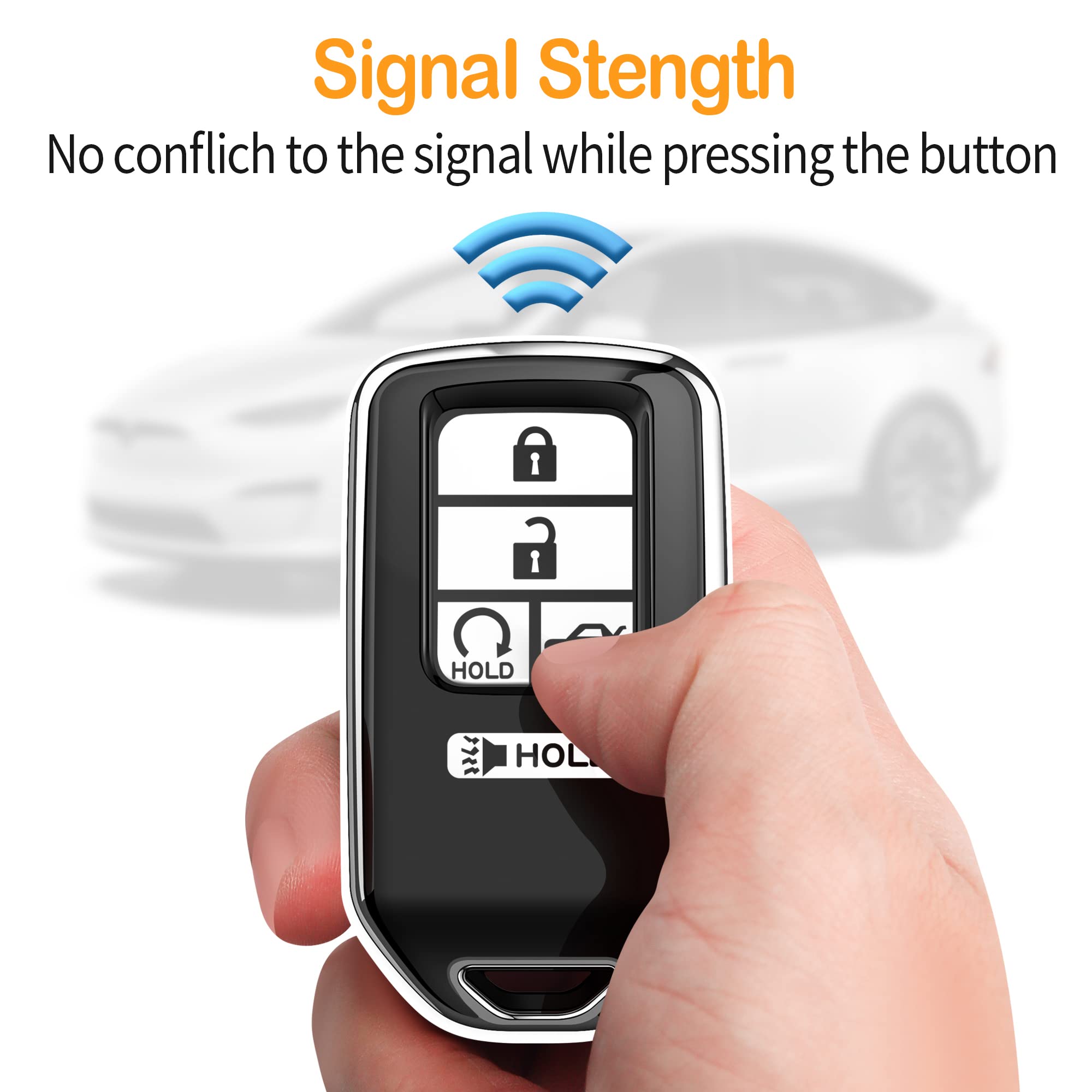 Sindeda For Honda Key Fob Cover With Leather Keychain,Soft Tpu Full Cover Protection,Key Fob Case Compatible Honda Accord Civic