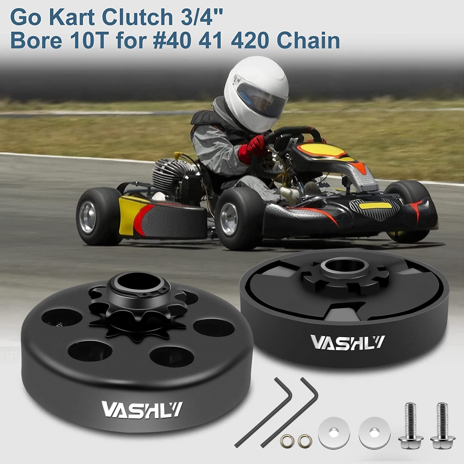 Vashly Go Kart Clutch 3/4" Bore 10 Tooth For #40/41/420 Chain Predator 212 Centrifugal Clutch 10T For Go Kart Minibike And Fun Kart Engine