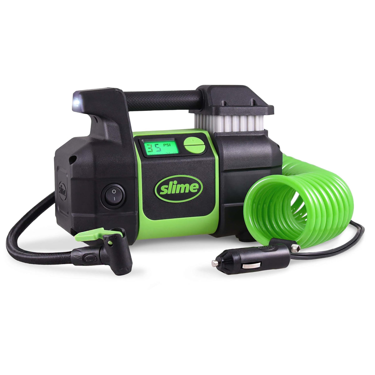 Slime 40063 Tire Inflator, Portable Car, Suv, 4X4 Air Compressor, Elite Heavy Duty, Inflate Right Automatic Shut Off, With Digit