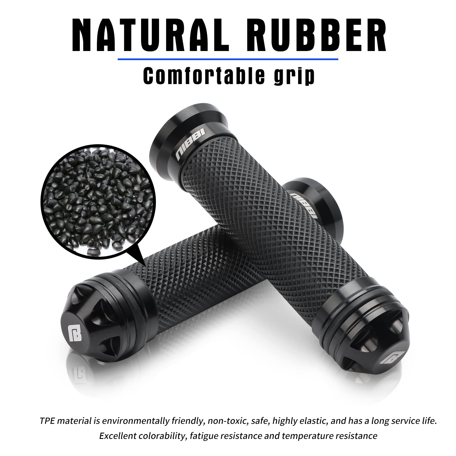 Nibbi Motorcycle Hand Grips, Racing Cnc Aluminum & Soft Rubber Handlebar,7/8' Handle Grips For Atv Gy6 Scooter