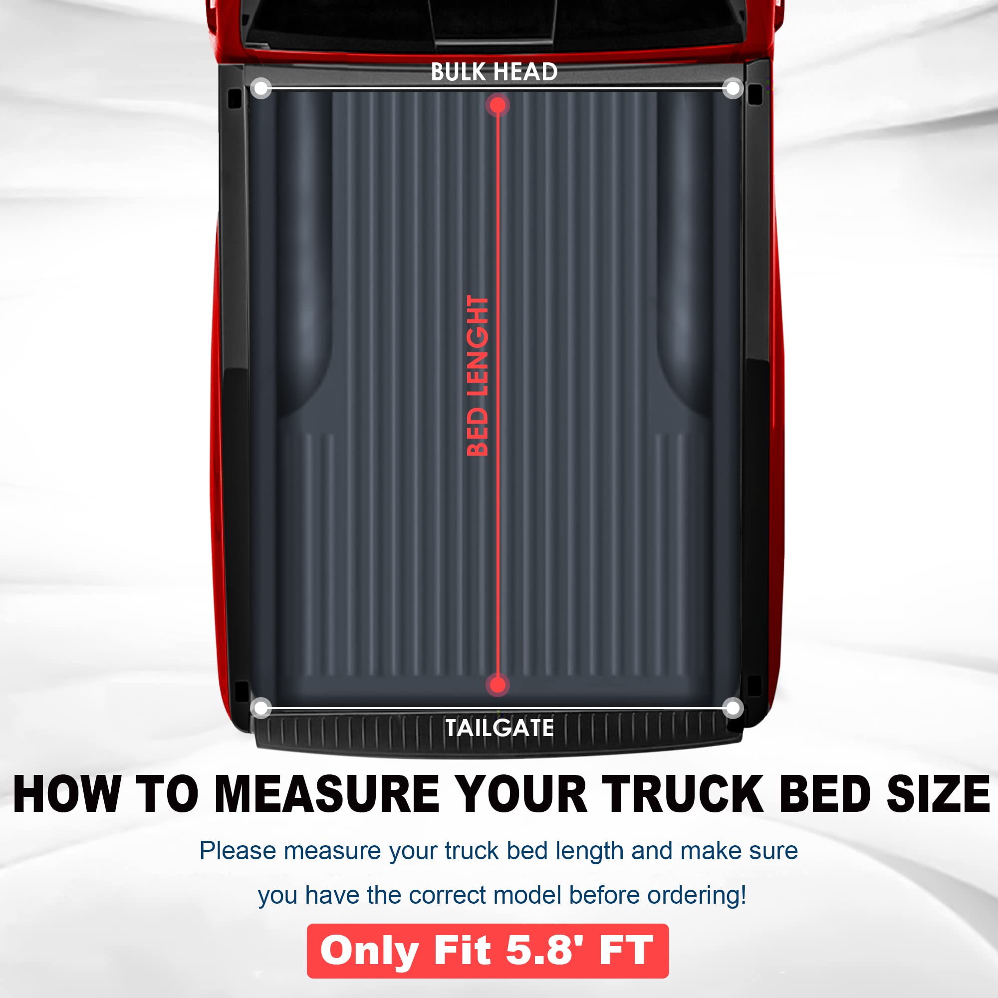 Mostplus Quad Fold Soft Truck Bed Tonneau Cover Compatible For 2014-2019 Chevy Silverado/Gmc Sierra 1500 (2019 Classic/Legacy On