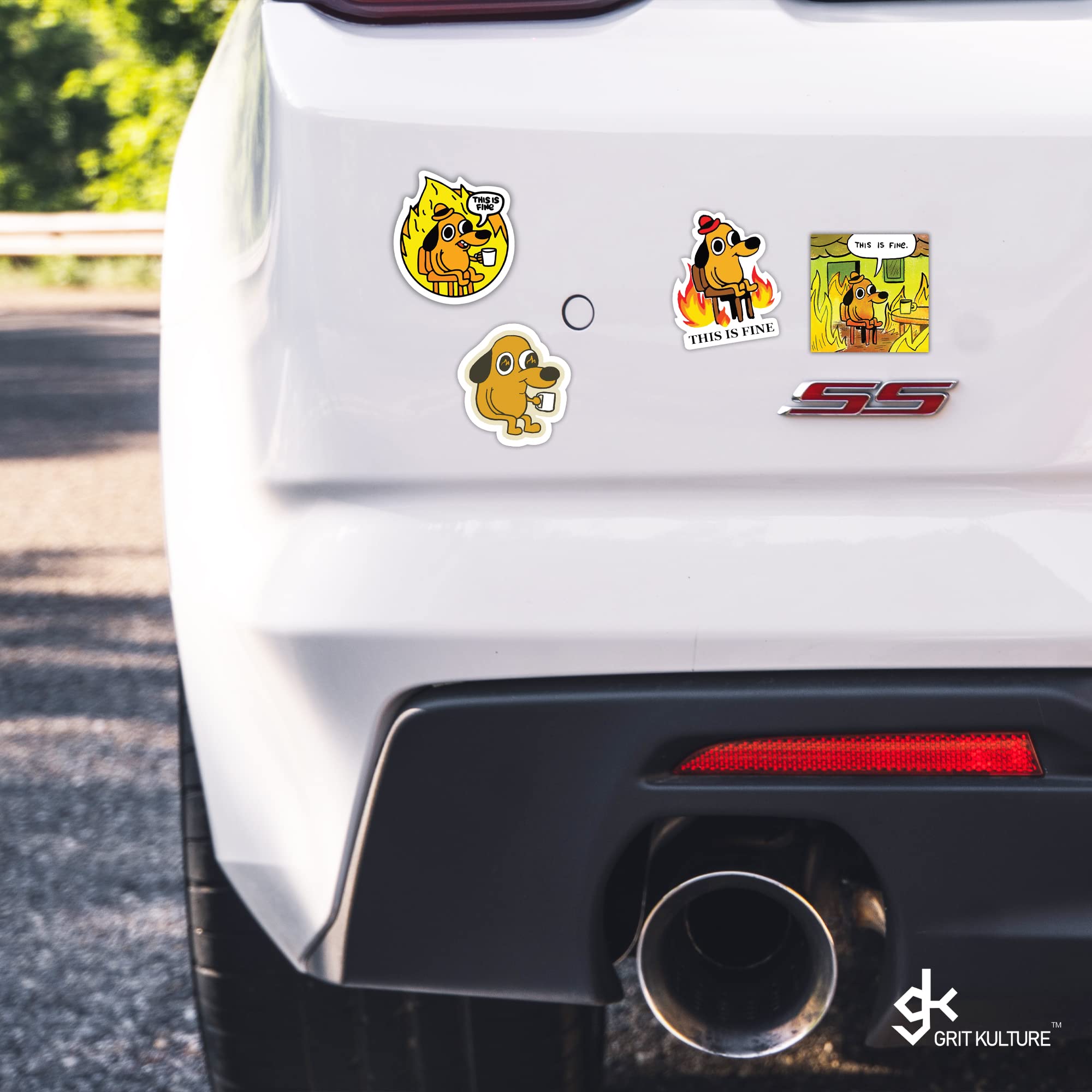 GRITKULTURE This is Fine Morale Meme Sticker Assorted 16 Pack for Cars, Trucks, Windows, Scrapbooking, Laptop in Support of Mili