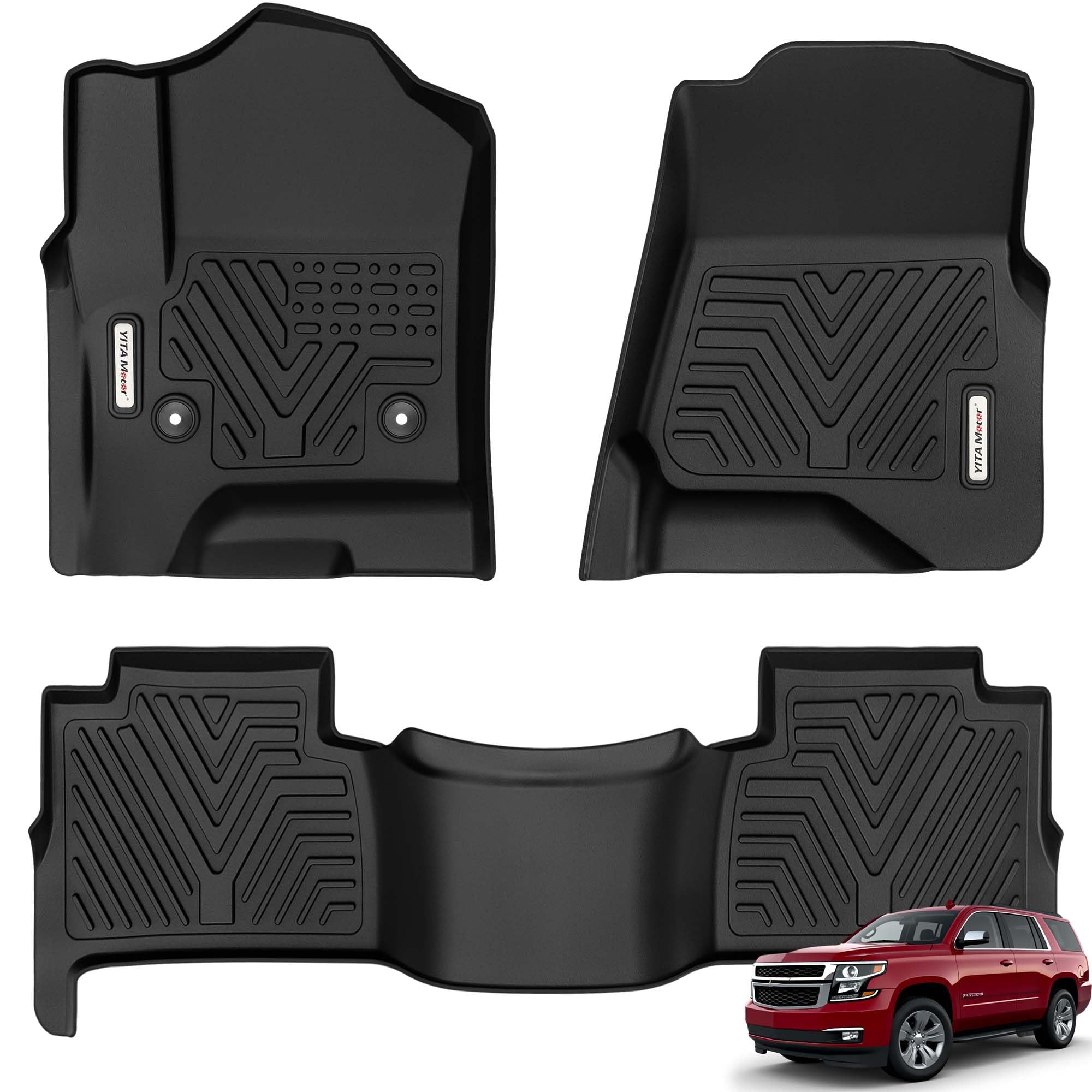 Yitamotor Floor Mats Compatible With Tahoe/Yukon, Custom Fit Floor Liners Fit For 2015-2020 Chevrolet Tahoe/Gmc Yukon, 1St & 2Nd